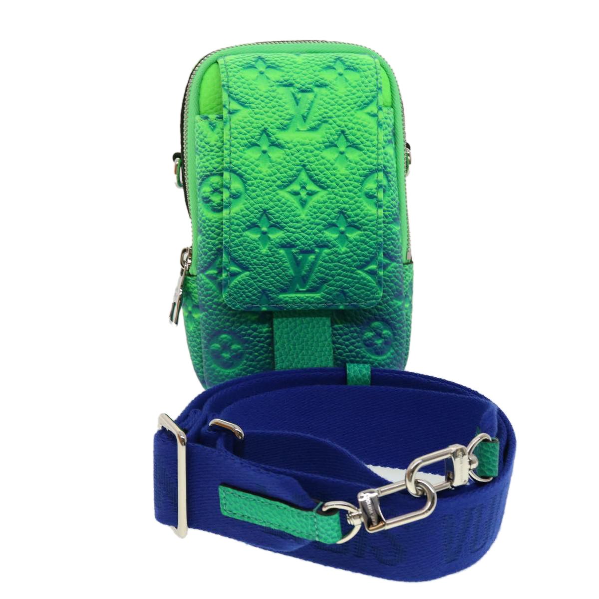 Louis Vuitton Taurillon Illusion Double Phone Pouch Shoulder Bag M81223 40261S in Green, Women's