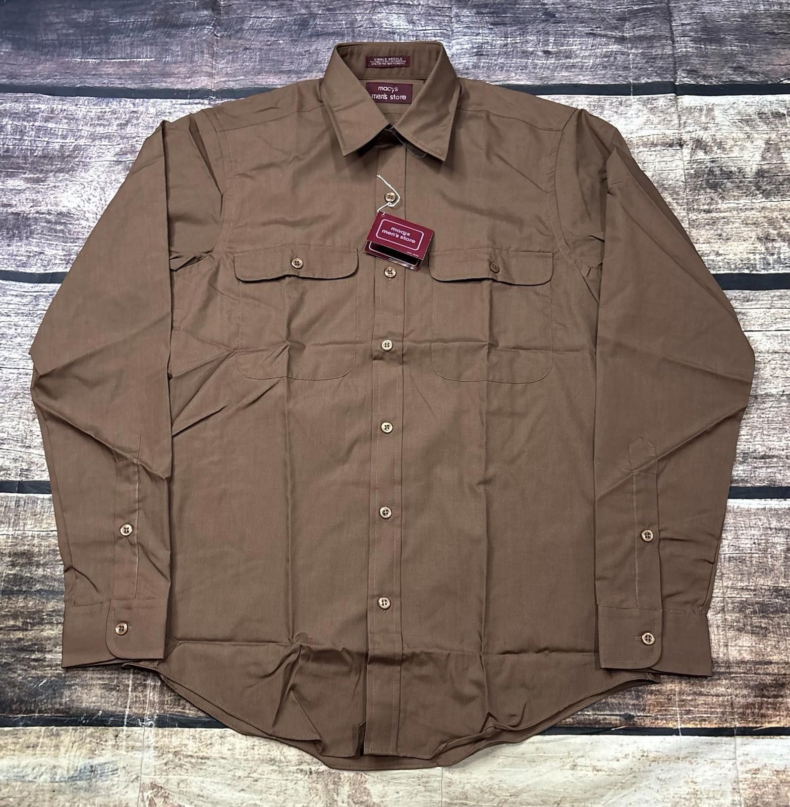 Macys VTG 70s Macys Mens Store Dress Shirt Small 14-14.5 NEW Size 36R - 1 Thumbnail