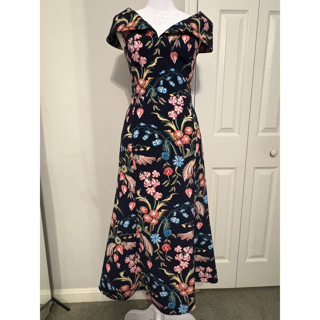 Peter Pilotto Peter Pilotto Blue Floral Print V-Neck Long A-Line Dress Size M / US 6-8 / IT 42-44 - 11 Thumbnail