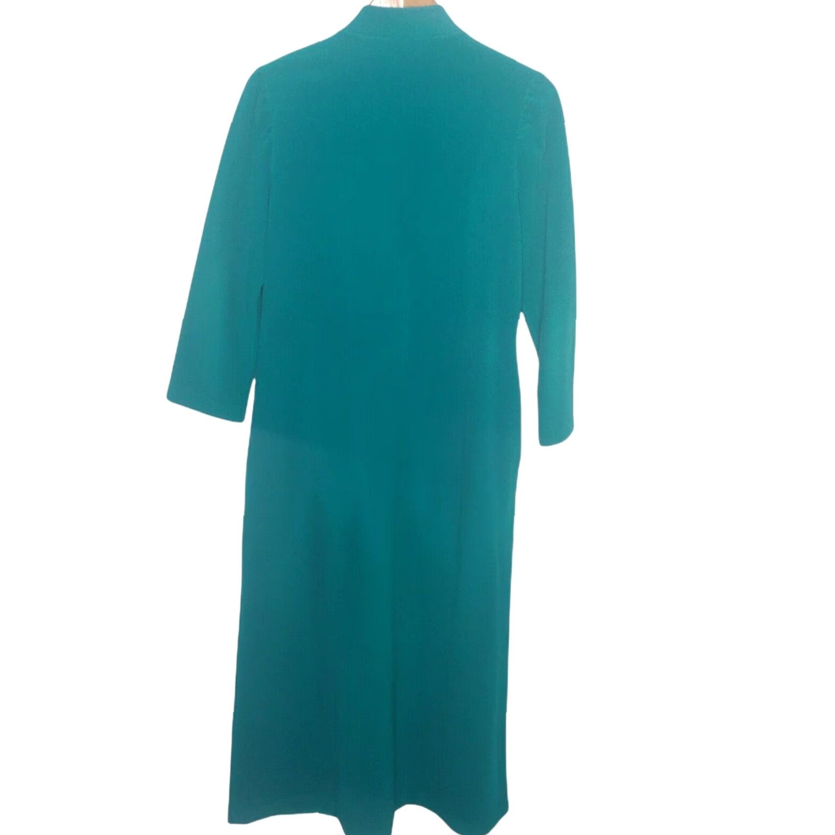 Vintage VINTAGE Vanity Fair Housecoat Robe Large Long Teal Velour Satin Floral Zip Gown Size ONE SIZE - 8 Thumbnail