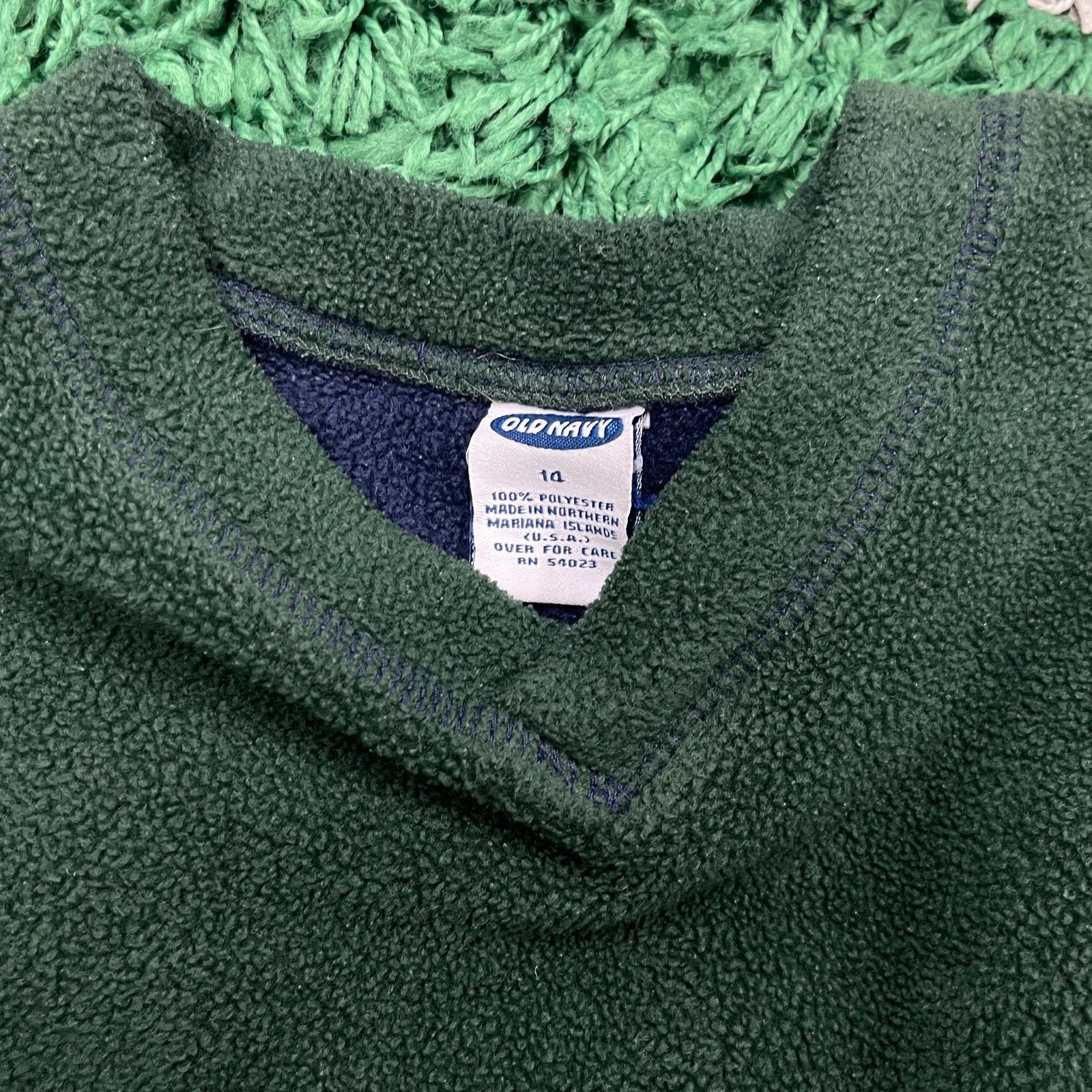 Old Navy Vintage Old Navy Fleece V Neck Green Sweater Pullover Size L / US 10 / IT 46 - 5 Thumbnail