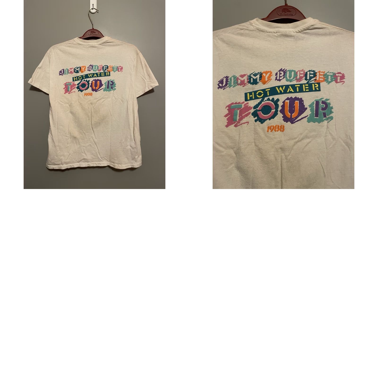 Hanes VINTAGE Hanes Jimmy Buffett Hot Water Tour Shirt XL Men White C383 Distressed T-Shirt Size US XL / EU 56 / 4 - 8 Thumbnail