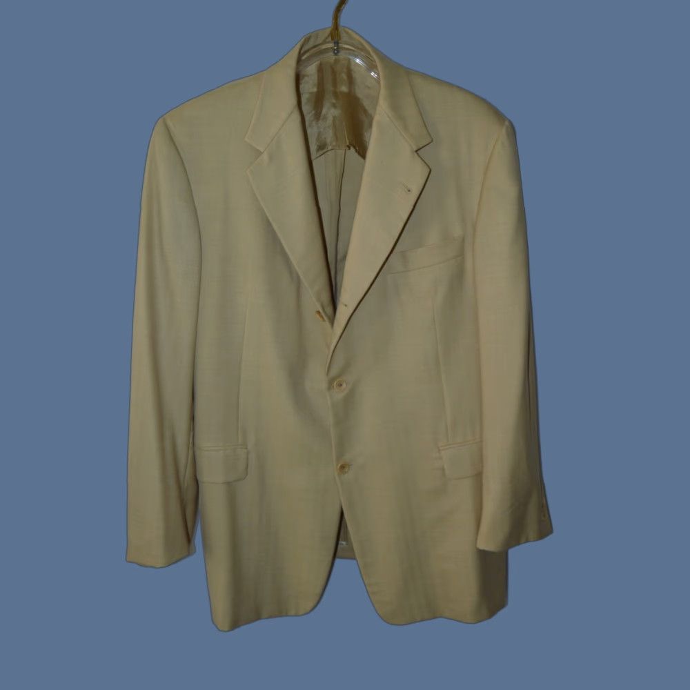 Vintage VINTAGE Hickey Freeman Blazer 3 Button 44R Cashmere Beige Mens Suit Jacket Size 44R - 1 Thumbnail