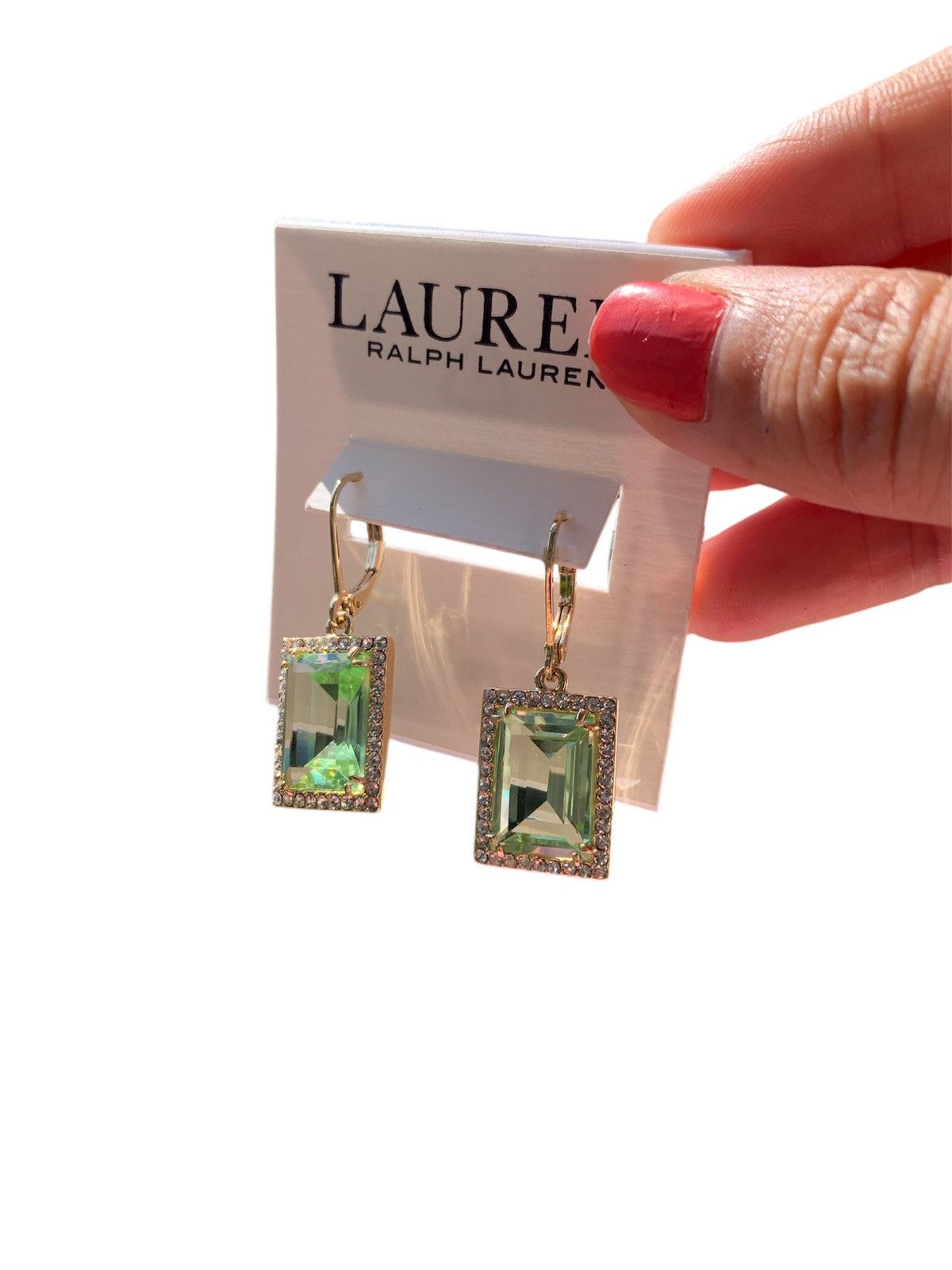 Lauren Ralph Lauren $45 LAUREN RALPH LAUREN Green Crystal diamond paved gold Size ONE SIZE - 1 Thumbnail