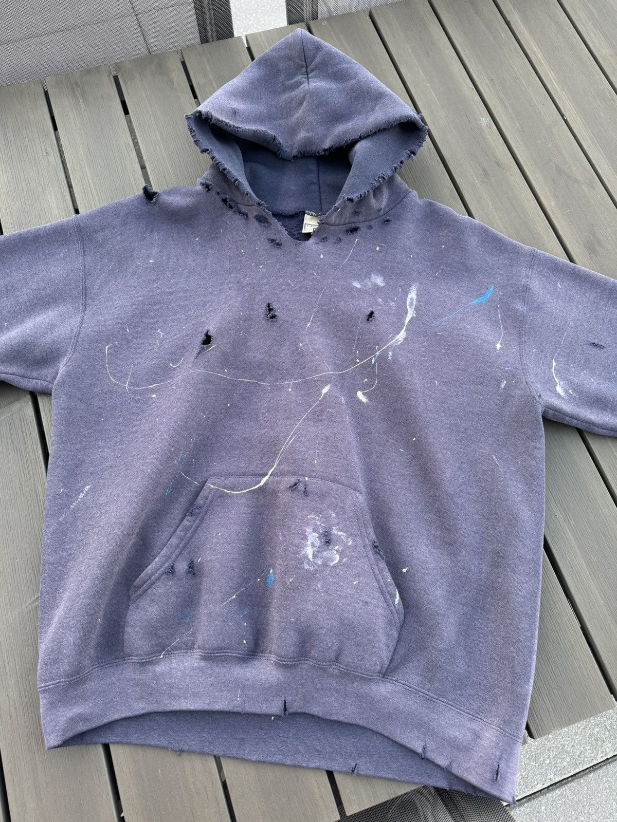 Vintage VINTAGE FADED THRASHED 90s NAVY PAINTER HOODIE Size US L / EU 52-54 / 3 - 1 Thumbnail
