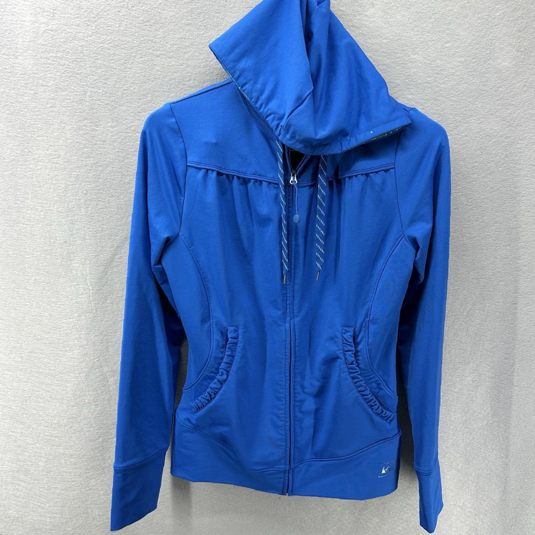 Vintage REI Hoodie Womens Small Blue Active Full Zip Stretch Lux Athletic Ruffle Quiet Size S / US 4 / IT 40 - 2 Thumbnail