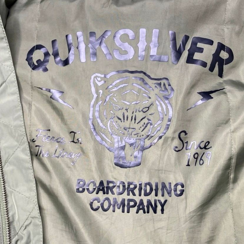 Quiksilver VINTAGE Quicksilver Boardriding Bomber Jacket Men's Large Olive Green Tiger Logo Inside Size US L / EU 52-54 / 3 - 3 Thumbnail
