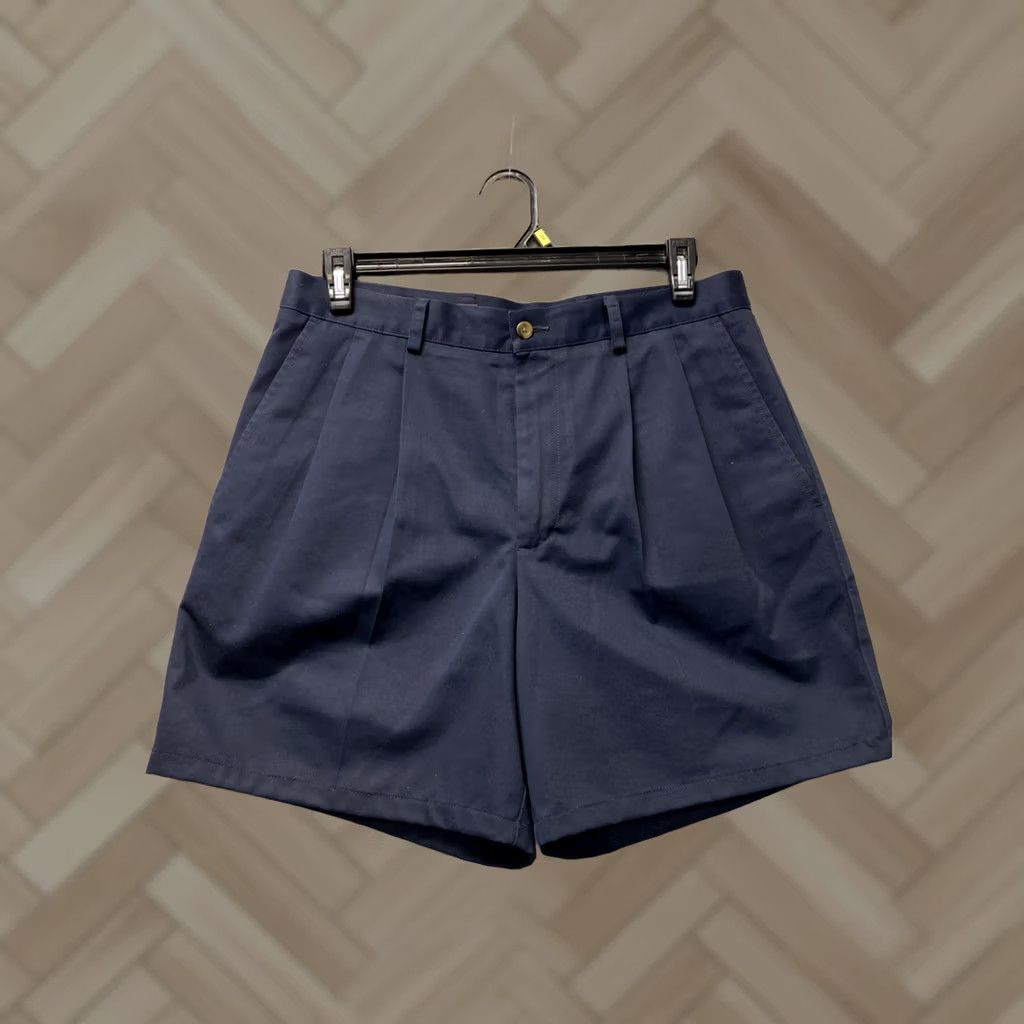 Nordstrom John W Nordstrom Men’s Navy Pleated Shorts 34 Chino Casual Travel 9in Inseam Pacific Kad Navy Size US 34 / EU 50 - 1 Thumbnail