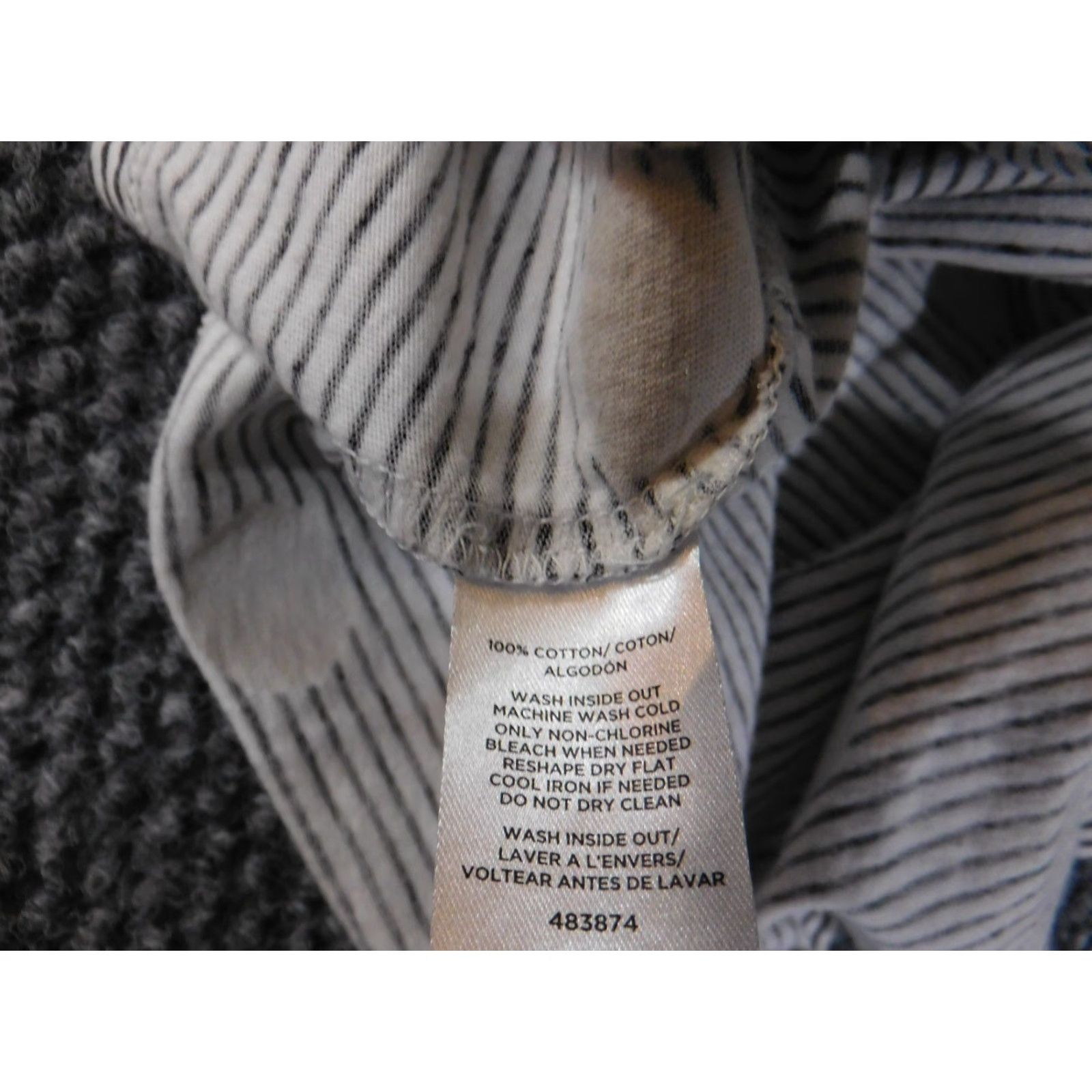 Loft LOFT Shirt Womens S White Navy Stripe Gold Dot Long Sleeve Cotton Blouse Size S / US 4 / IT 40 - 6 Thumbnail