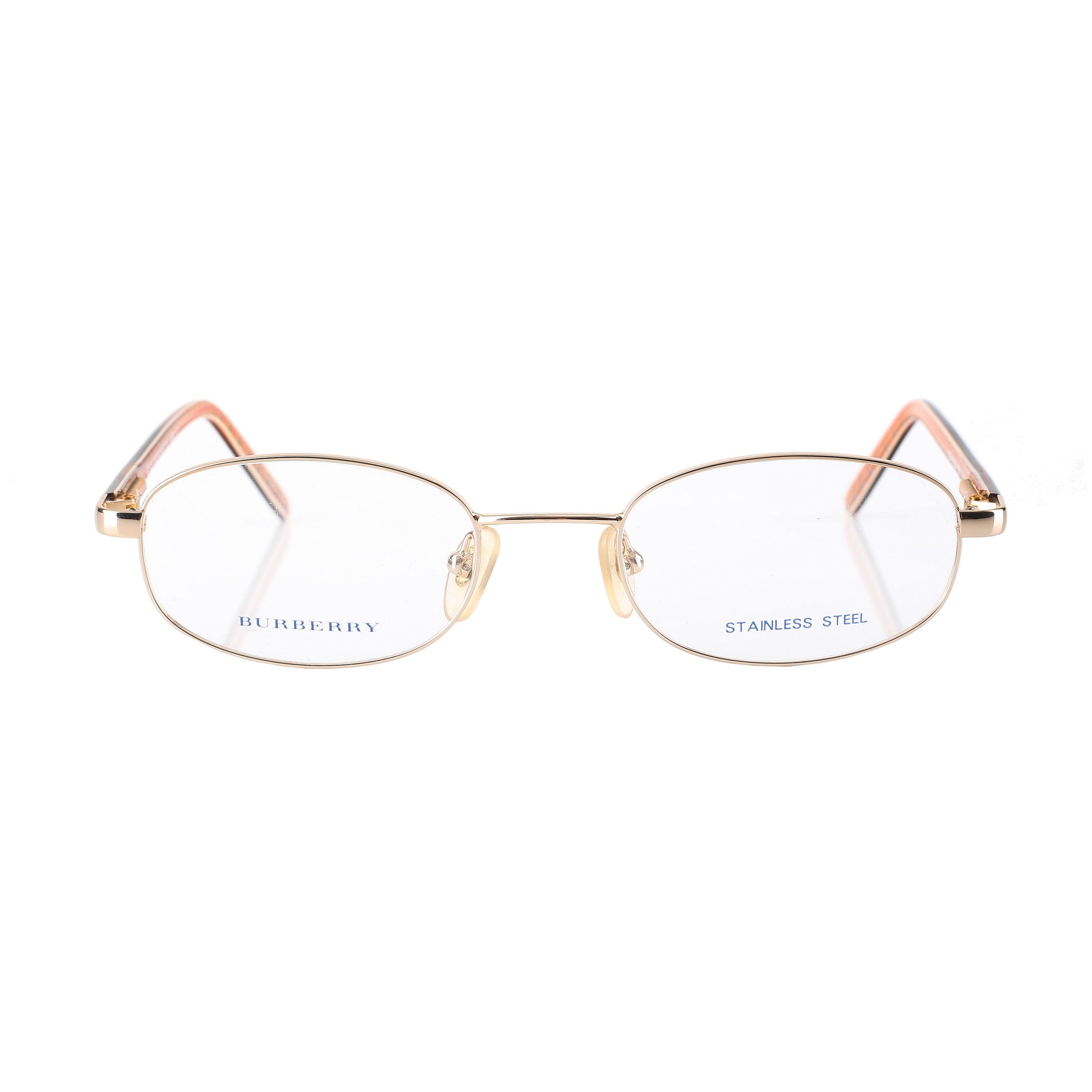 Burberry Burberry '90s Check Brown Gold Oval Frame Glasses Size ONE SIZE - 2 Thumbnail