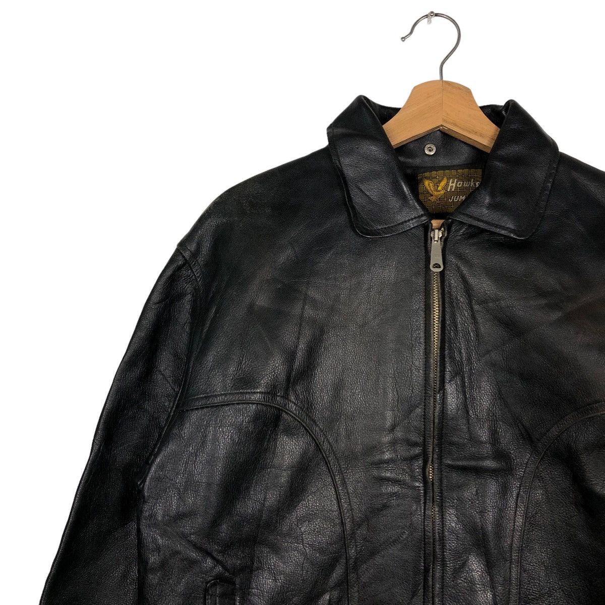 Japanese Brand 🔥90’s Bomber Leather Jacket Iconic Black Hawks Jumper Japan Size US M / EU 48-50 / 2 - 6 Thumbnail