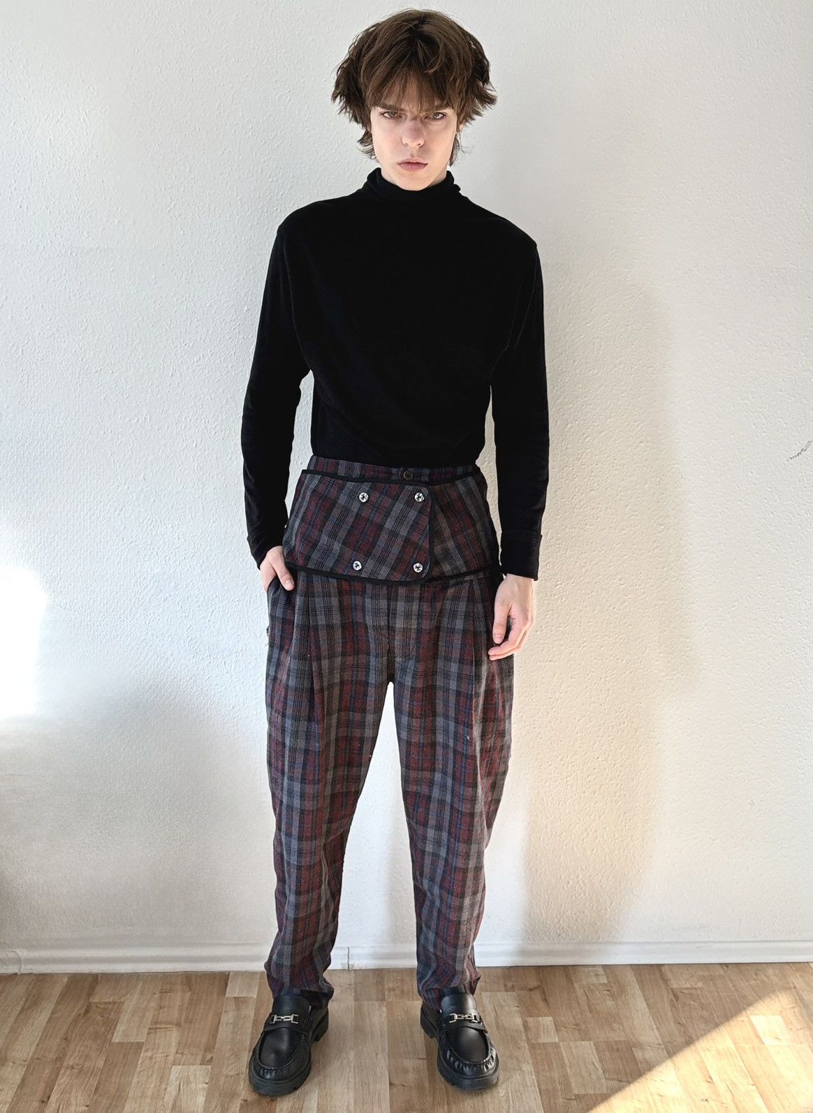 Henrik Vibskov 00s Vintage Henrik Vibskov Retro Plaid Trousers Pants Y2K Size US 35 - 1 Thumbnail