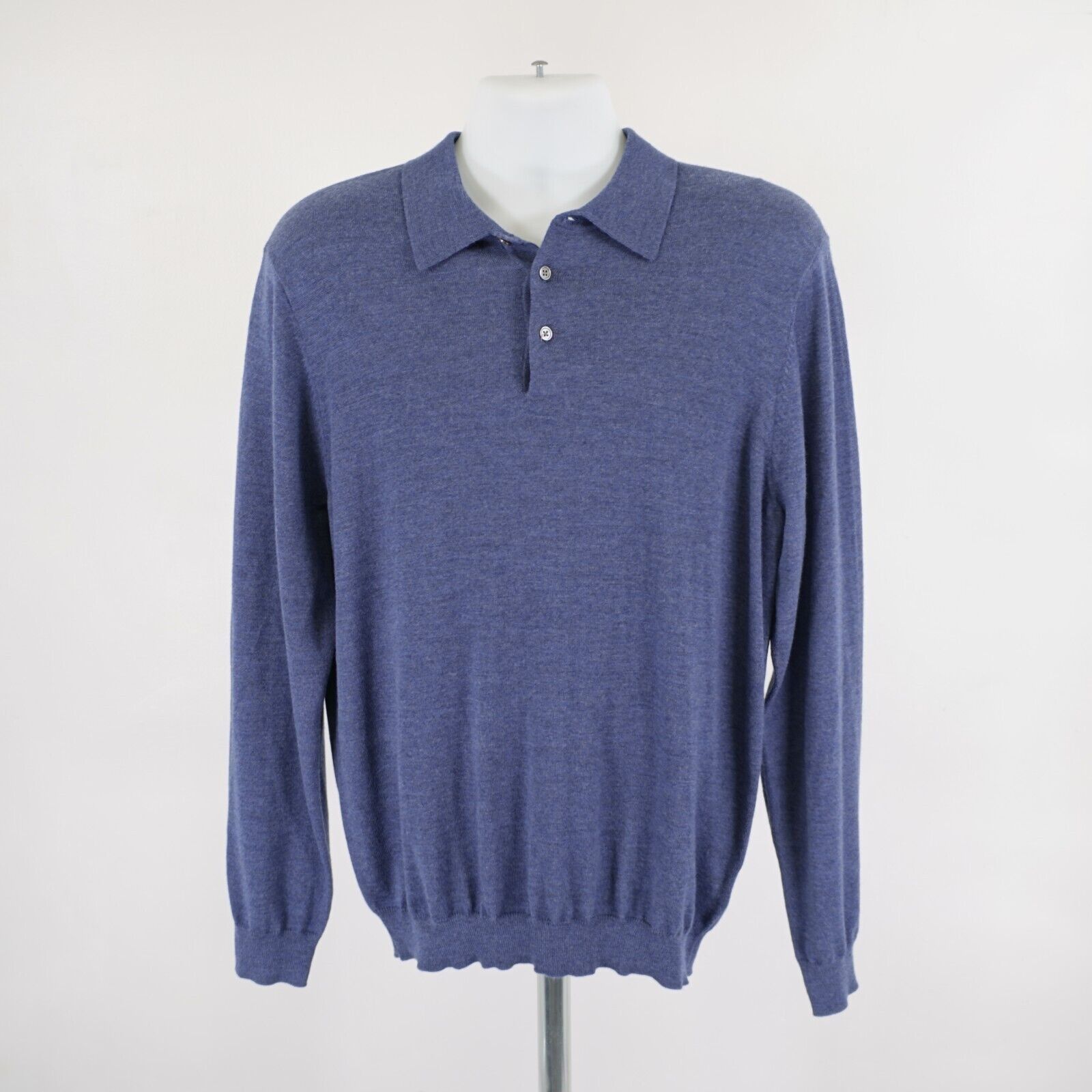 Joseph Abboud Joseph Abboud Blue 2XL Extra Fine Merino Wool Collared Fitte Size US XXL / EU 58 / 5 - 5 Thumbnail