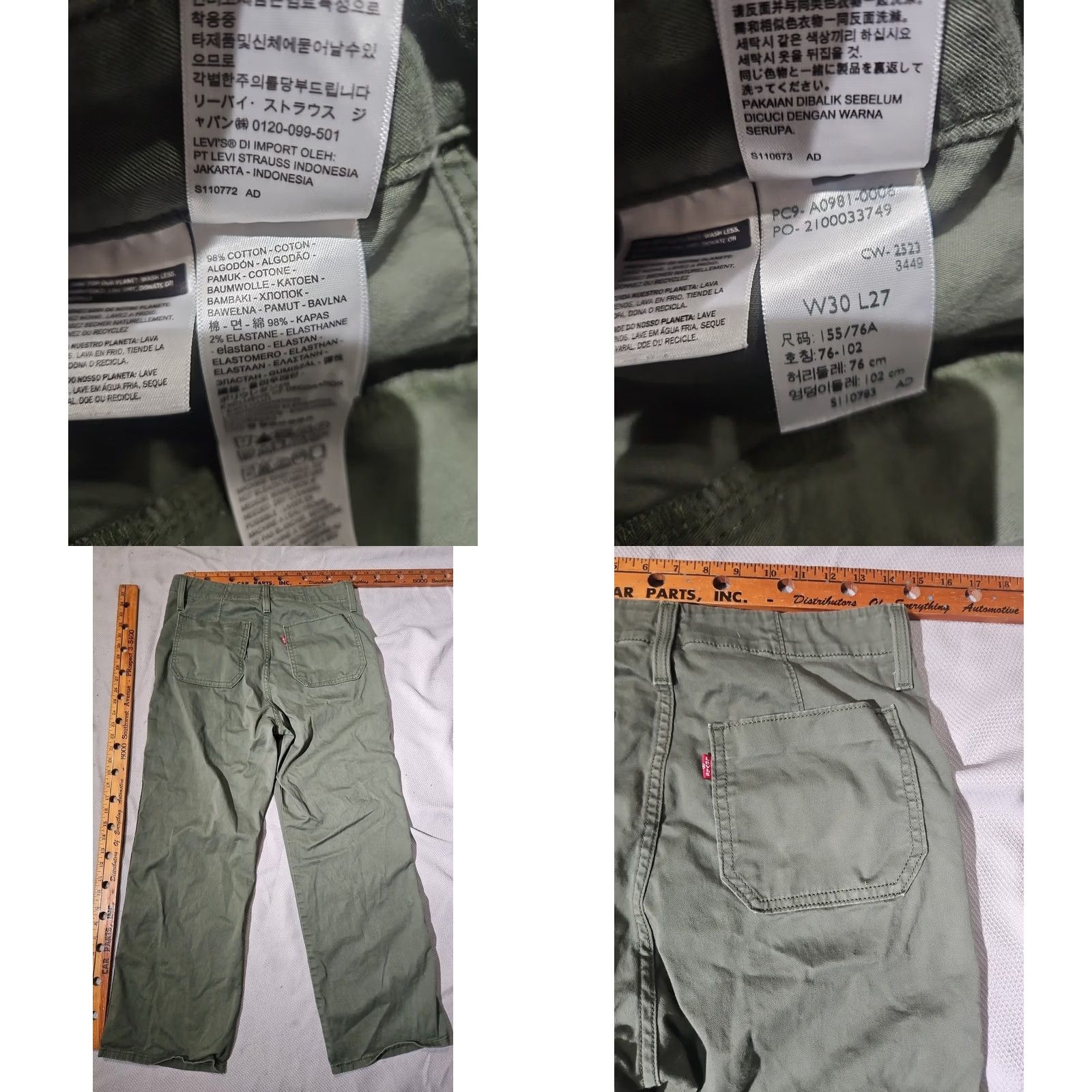 Levi's VINTAGE Levi's Pants Womens 30x27 Green Olive Utility Cargo Surplus Straight Stretch Shirt? Size 30" / US 8 / IT 44 - 9 Thumbnail