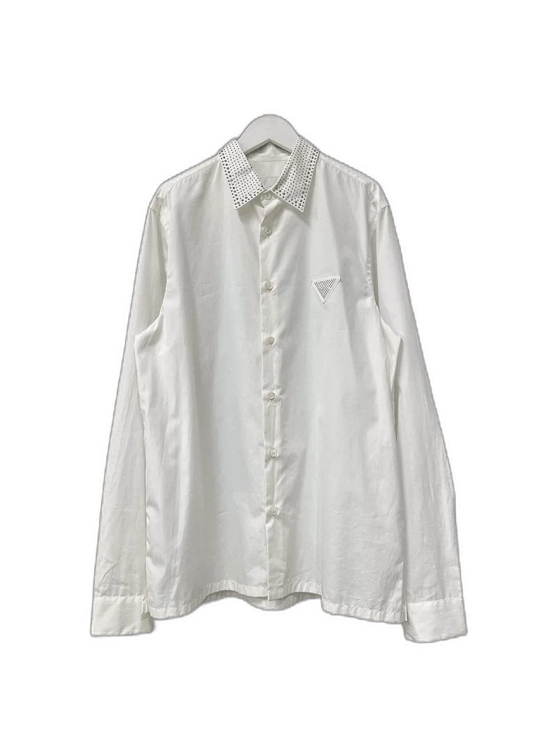 Prada Prada Long Sleeve Shirt with Rhinestone Collar Size US M / EU 48-50 / 2 - 1 Thumbnail