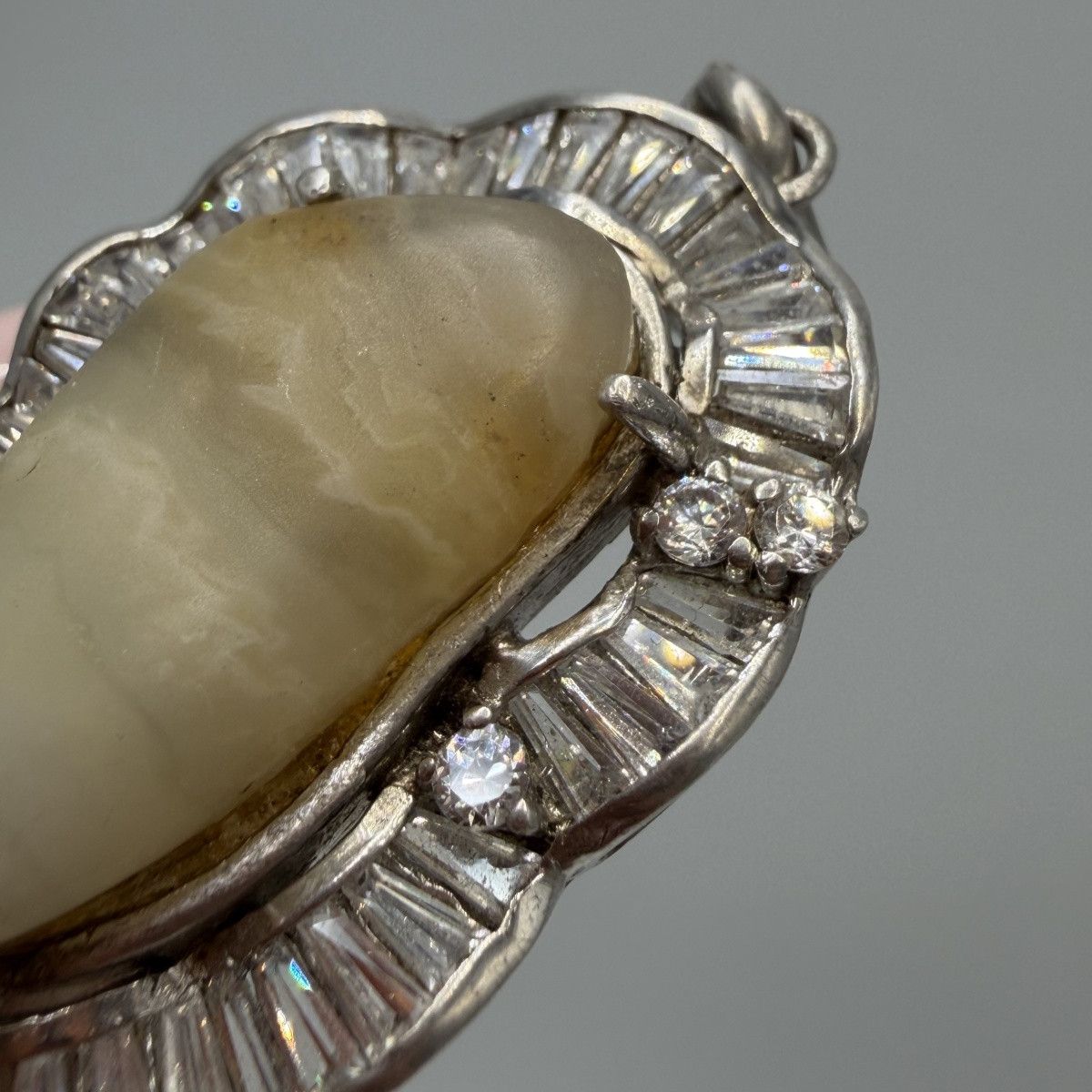 Vintage Vintage 925 Sterling Silver Agate CZ Pendant Large 17.8g Size ONE SIZE - 7 Thumbnail