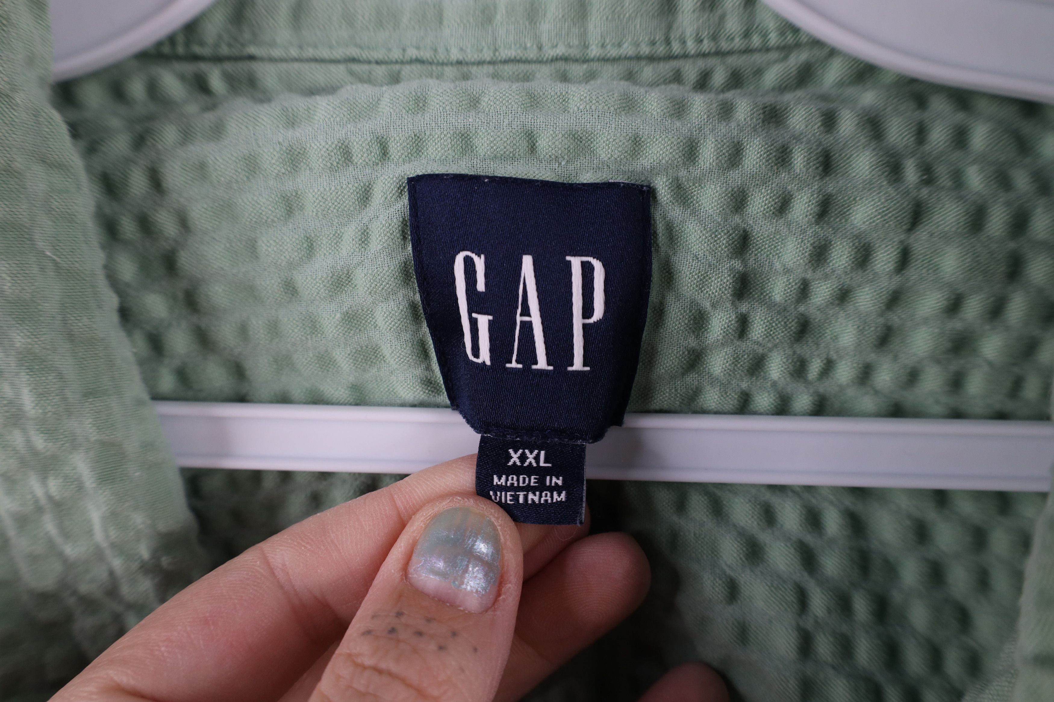 Gap × Vintage Vintage Gap Seer Sucker Short Sleeve Button Shirt Green Size US XXL / EU 58 / 5 - 6 Thumbnail