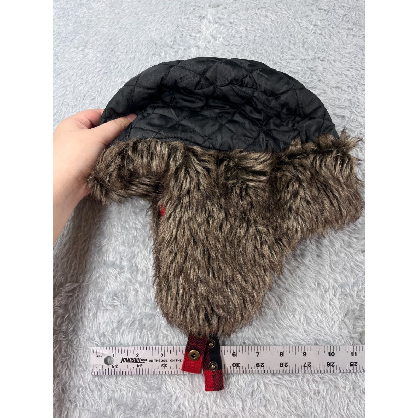 Vintage VINTAGE Trapper Hat Men One Size Red Plaid Knit Trapper Beanie Lined Ear Flap Faux Fur Camp Seasonal Outdoor Winter Size ONE SIZE - 5 Thumbnail