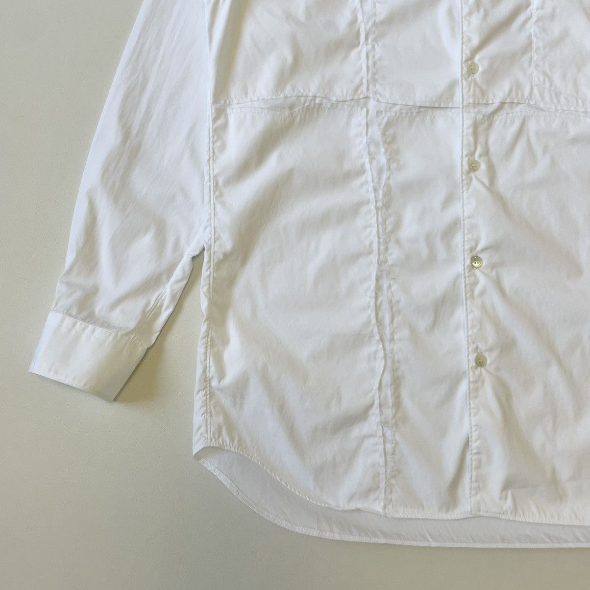 Comme des Garcons ‘Scar Stitch Cross Panelled’ White Shirt Size US L / EU 52-54 / 3 - 10 Thumbnail