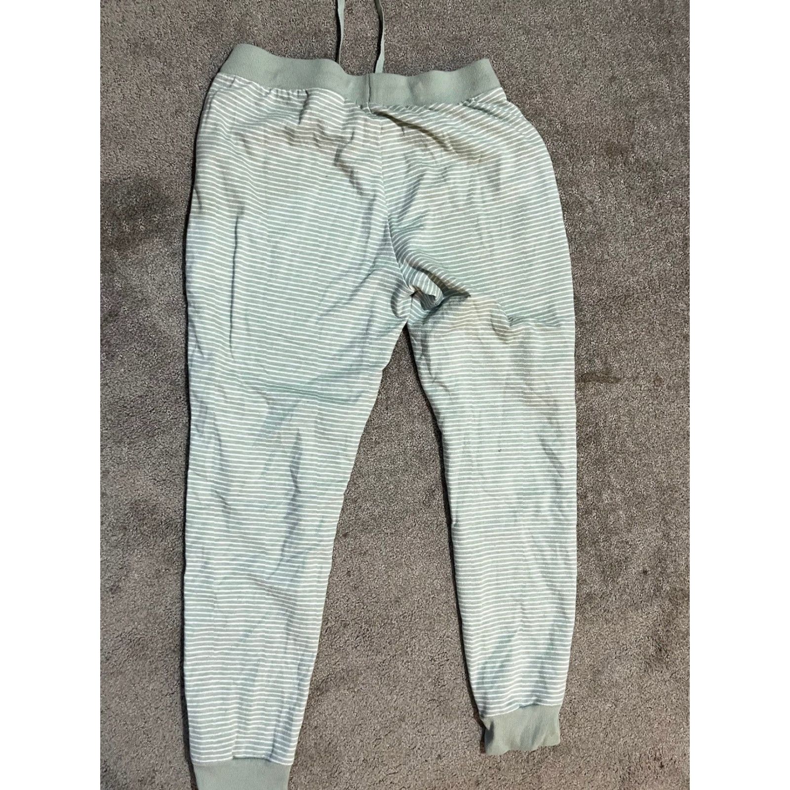 Splendid SPLENDID French Terry Green and White Striped Jogger Pants Women Medium Activewear Size 32" / US 10 / IT 46 - 3 Thumbnail