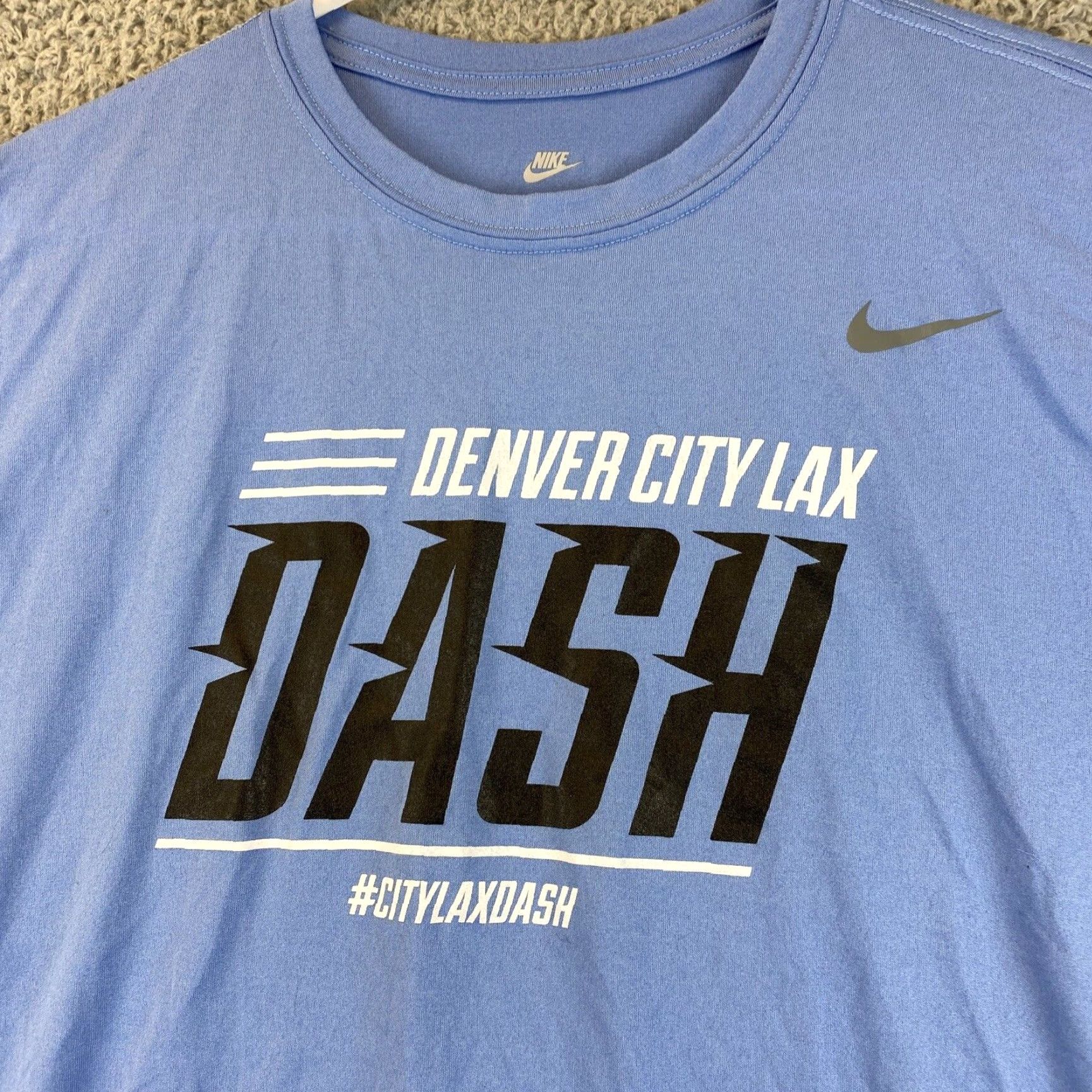 Nike Nike Men L T-Shirt Athletic Dri-FIT BLUE Short Sleeve Cotton / 53-16 Size US L / EU 52-54 / 3 - 2 Thumbnail
