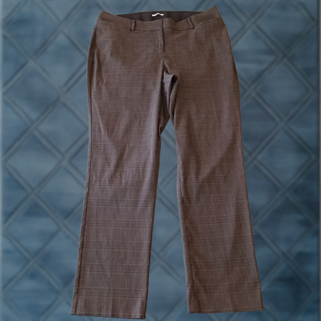 Vintage Lane Bryant Allie Dress Pants Womens Size 18 Brown Plaid Pockets Stretch 38x31.5 Pants Women Size 40" / US 18 - 1 Thumbnail