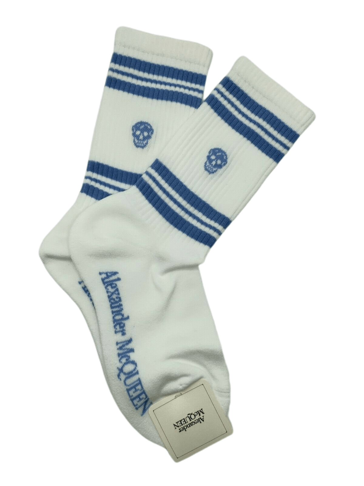 Women's White Mid-Calf Skull Sport Socks L