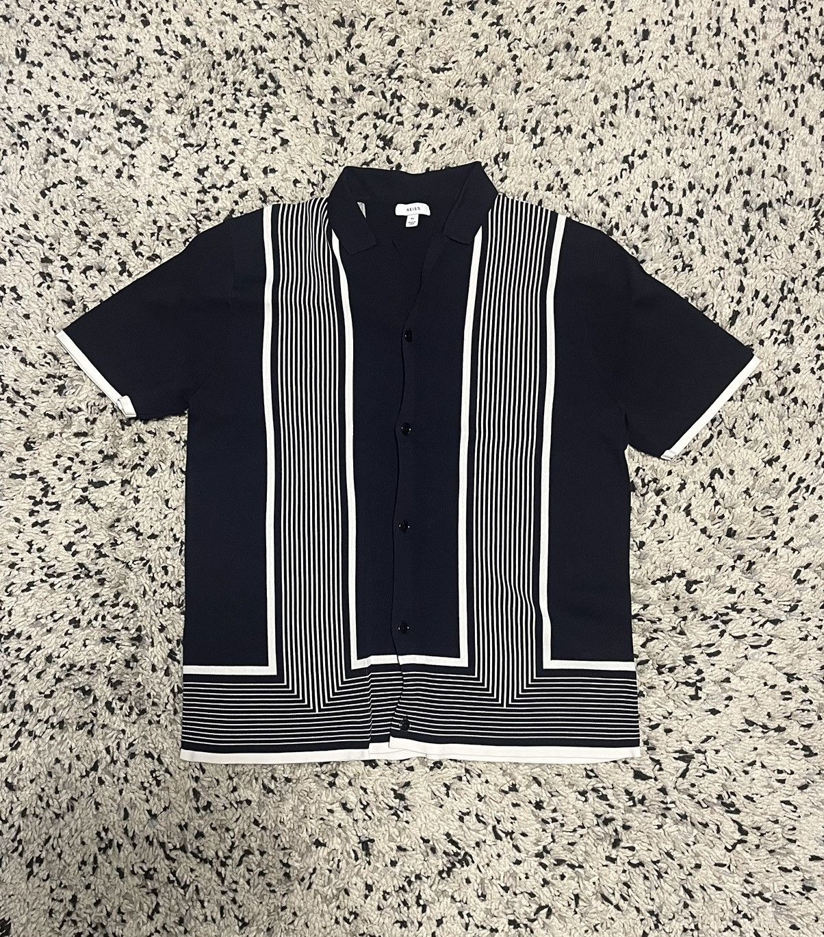 Reiss REISS Designer Men's Button Up - Dark Blue and White Size US XL / EU 56 / 4 - 1 Thumbnail