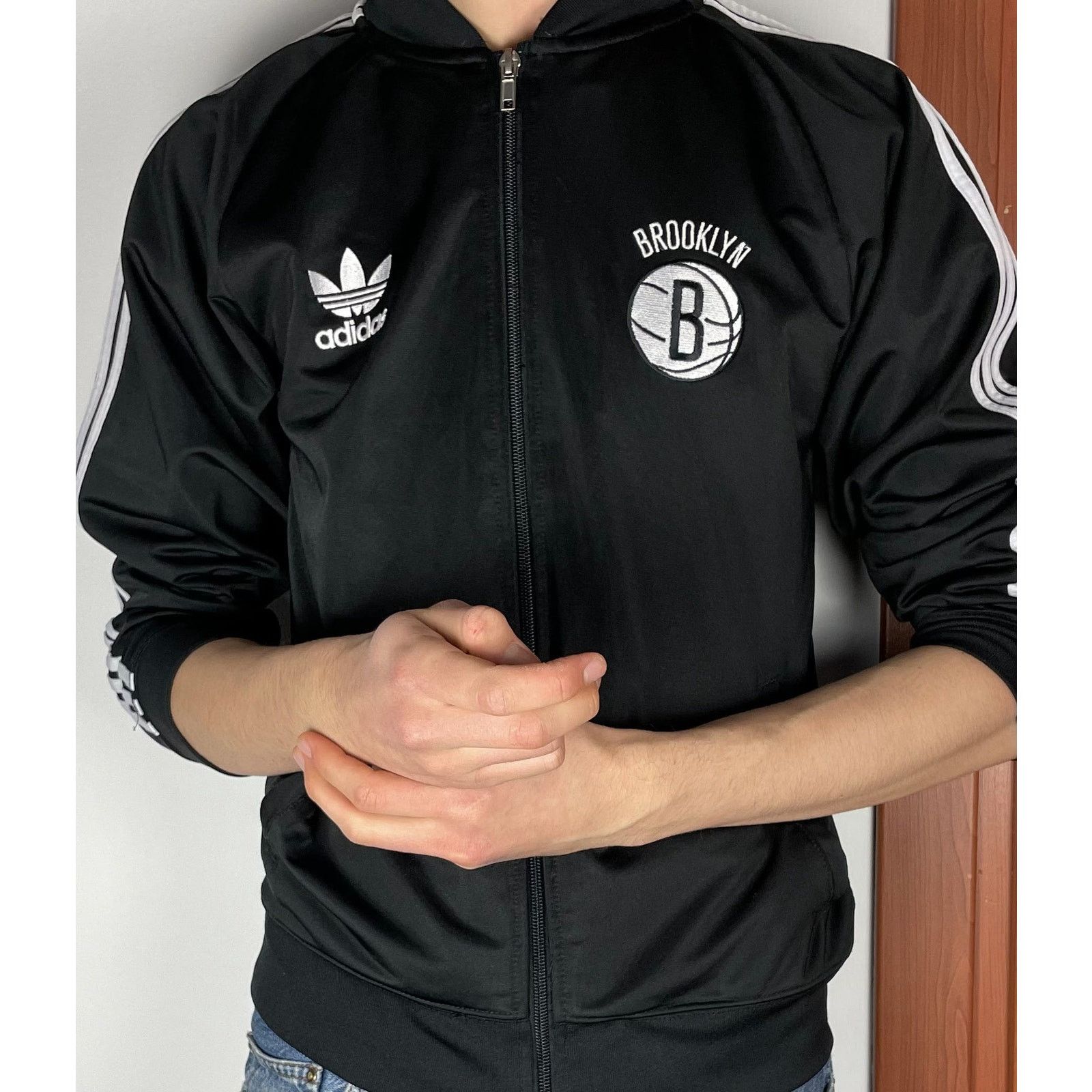 Adidas × NBA Adidas Men's Black Brooklyn Nets Basketball Team Jacket S Size US S / EU 44-46 / 1 - 2 Thumbnail