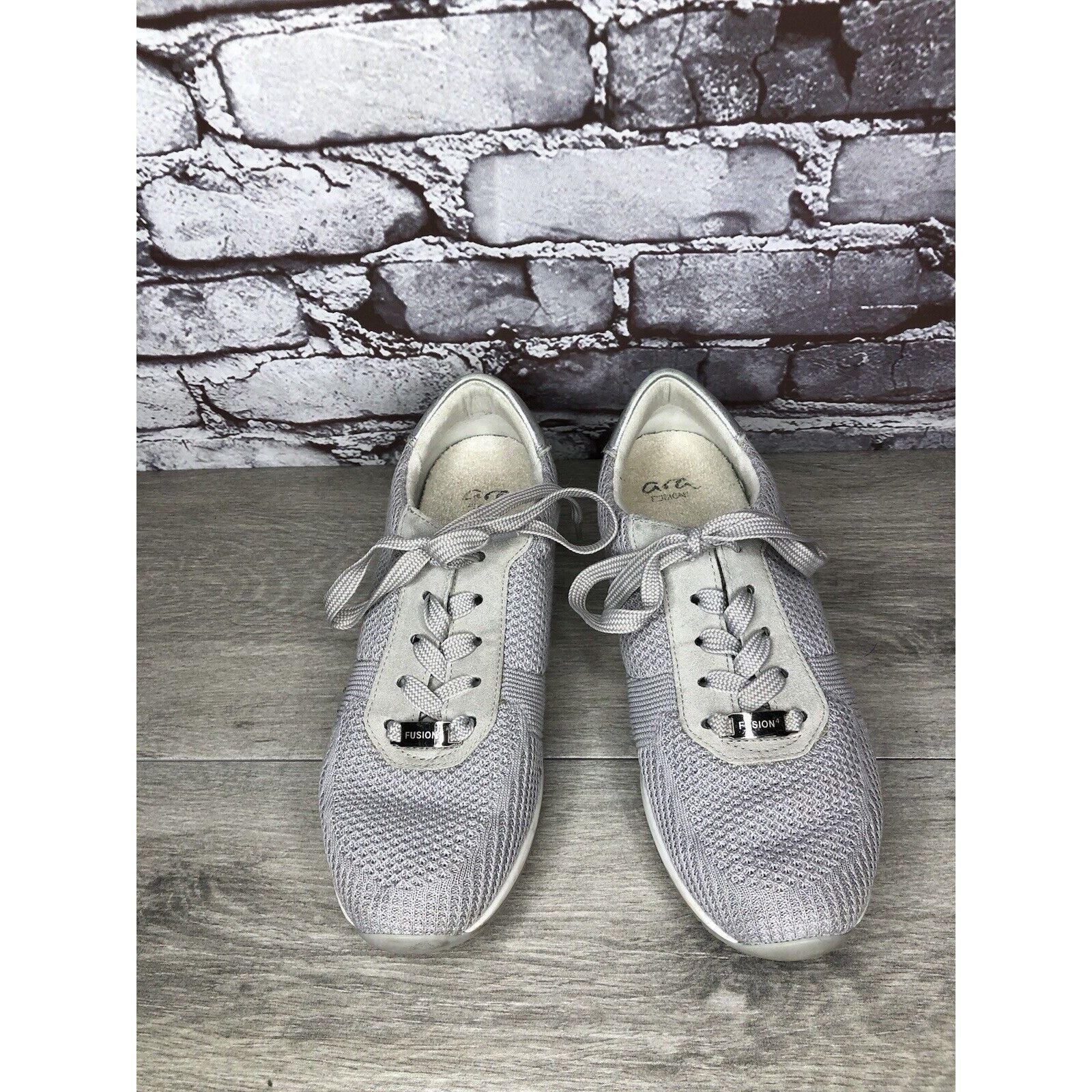 Other Ara Light Gray Knit Fabric Lace Up Casual Sneakers Women Sz Size US 9.5 / IT 39.5 - 2 Thumbnail