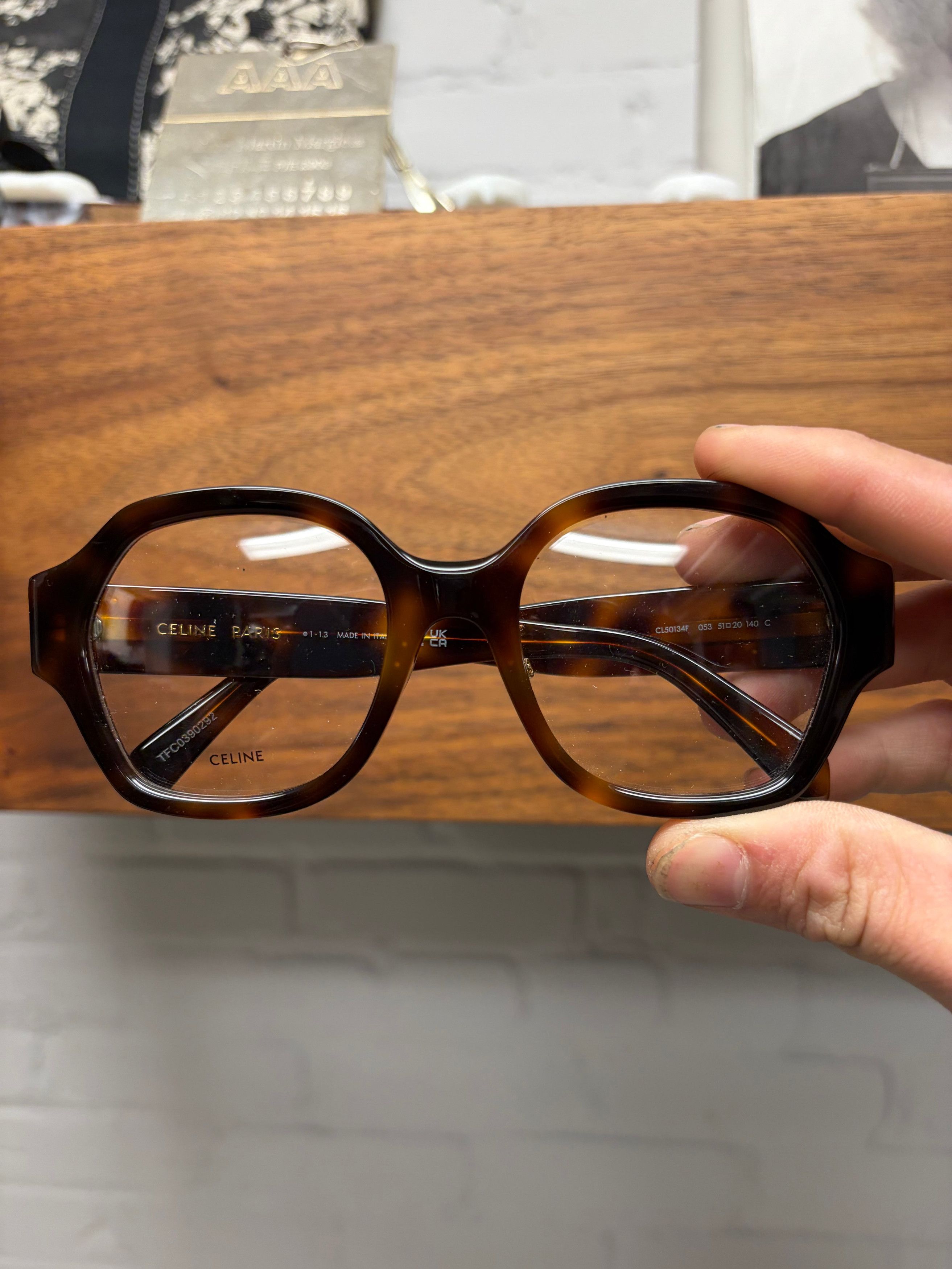 Celine Celine ‘CL50134F’ Tortoiseshell Brown Rounded Optical Glasses Size ONE SIZE - 3 Thumbnail