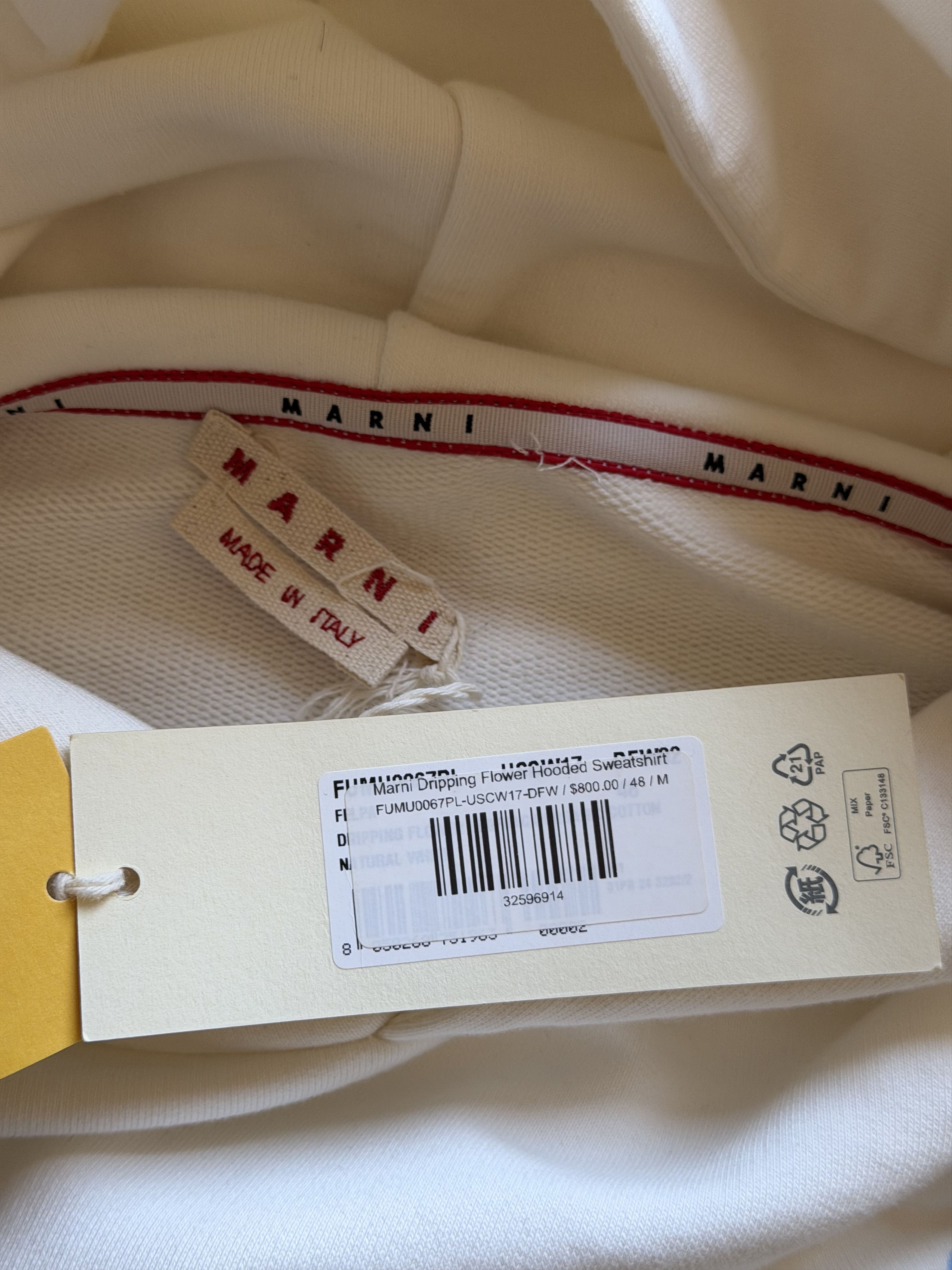Marni Marni Dripping Flower Hoodie in White Size US M / EU 48-50 / 2 - 6 Thumbnail