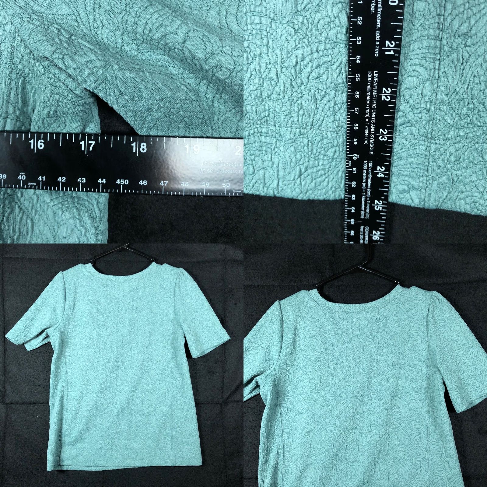Loft LOFT Womens Blouse Short Sleeve Green Blue Textured Crew Neck M Size M / US 6-8 / IT 42-44 - 8 Thumbnail