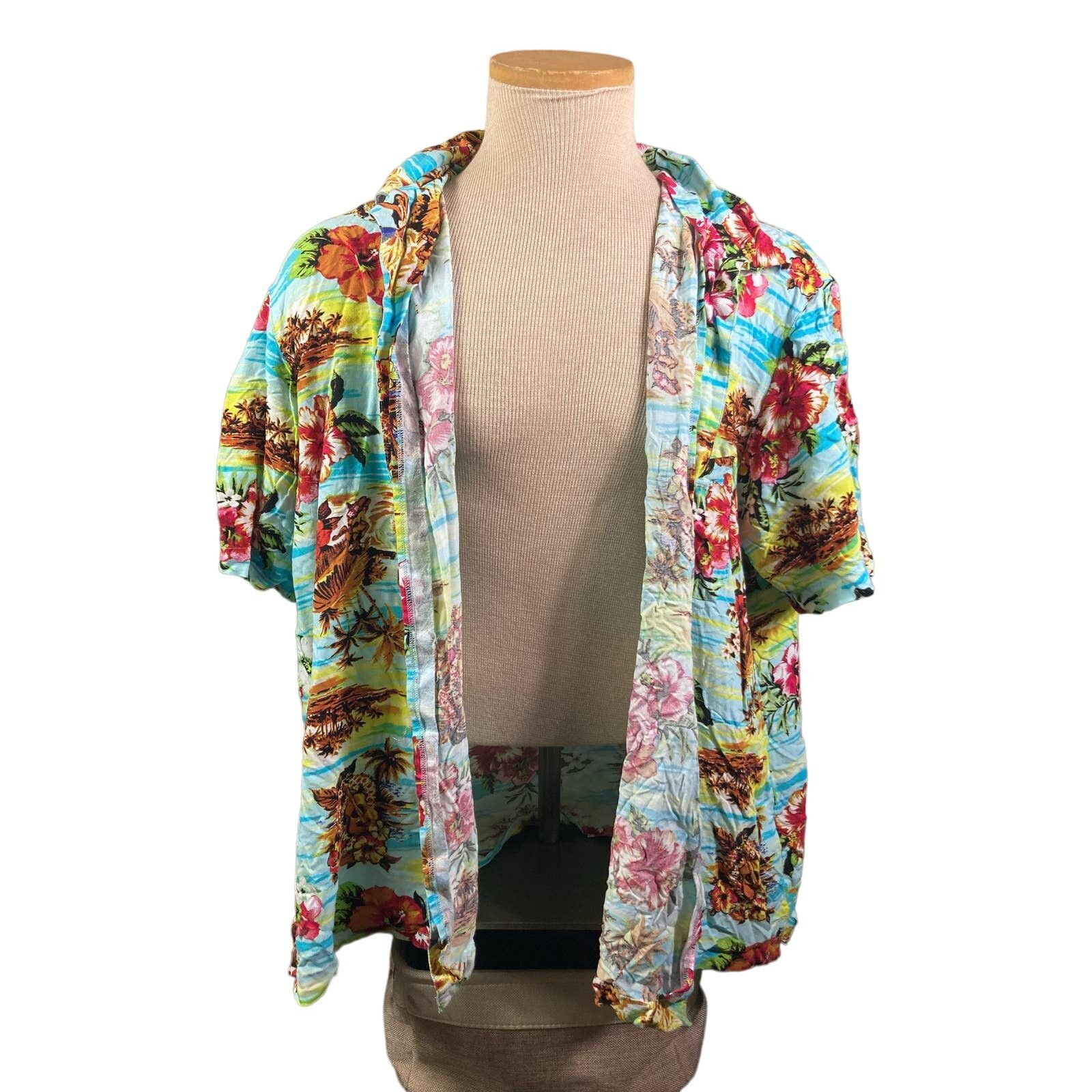 George Hawaiian Shirt Rayon Mens Button Floral Sz XL Short Sleeve Size US XL / EU 56 / 4 - 5 Thumbnail