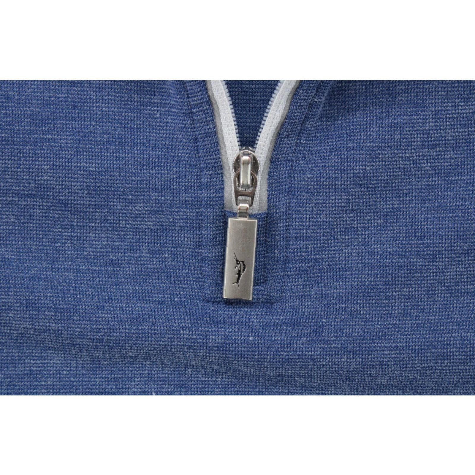 Tommy Bahama Tommy Bahama Island Modern Fit Men's Medium Short Sleeve Polo Quarter Zip Blue Size US L / EU 52-54 / 3 - 3 Thumbnail