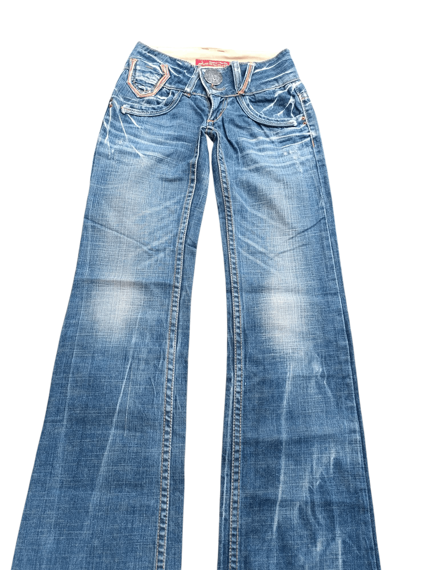 If Six Was Nine × Japanese Brand × Le Grande Bleu (L.G.B.) RedPepper RedLabel Flare Distressed Whiskers Faded DenimE243 Size US 26 / EU 42 - 4 Thumbnail