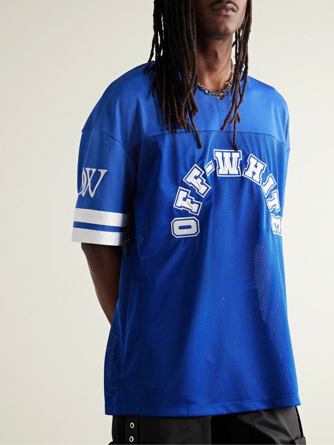 Off-White o1y0325 Logo V-neck T-Shirt in Blue Size US M / EU 48-50 / 2 - 3 Thumbnail