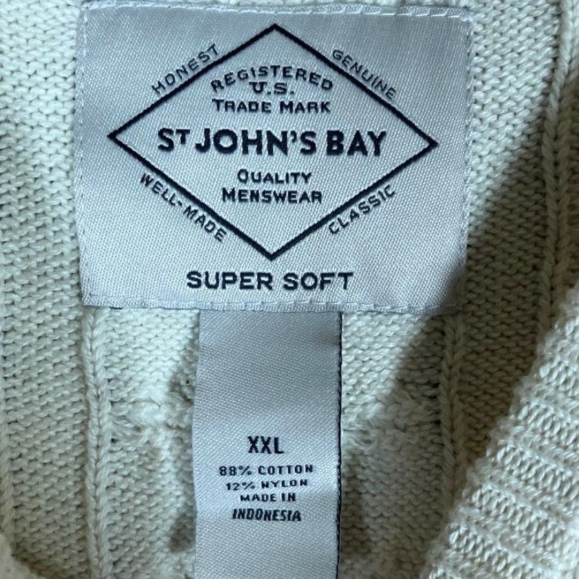 Vintage St. John's Bay Mens Sweater Cable Knit Crew Neck Super Soft Long Sleeve 2XL Cream Knit Pullover Casual Casualwear Mens Size US XXL / EU 58 / 5 - 6 Thumbnail