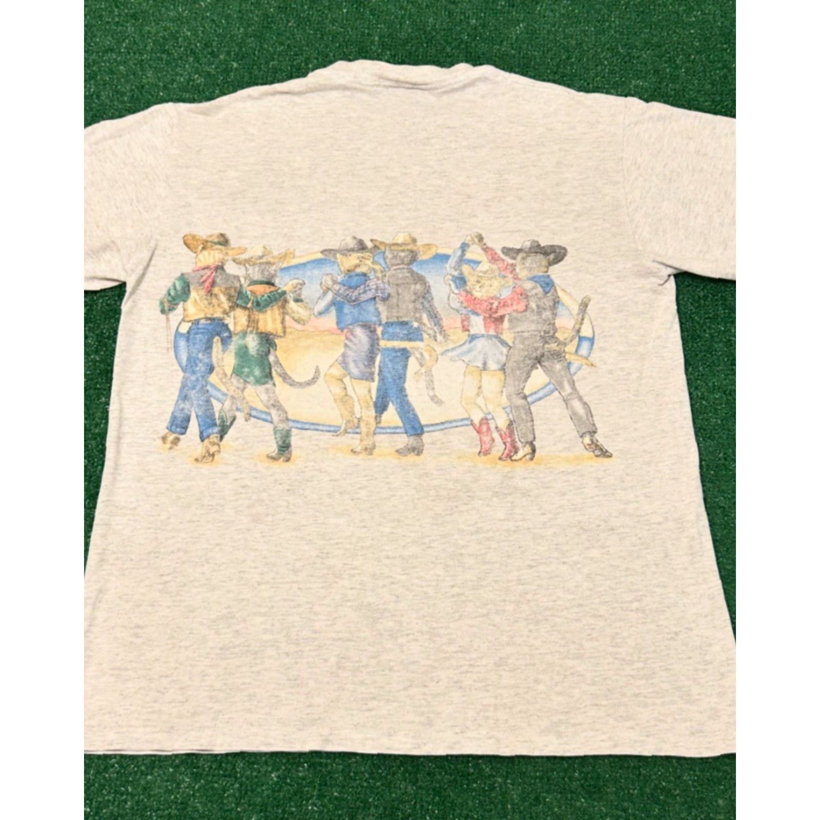 Vintage VINTAGE Grand Casino Dancing Cats Western Funny Cat VTG Double Sided Shirt M Gray Mens 90s Cats Cowboy Animals 1990s Size US M / EU 48-50 / 2 - 2 Thumbnail