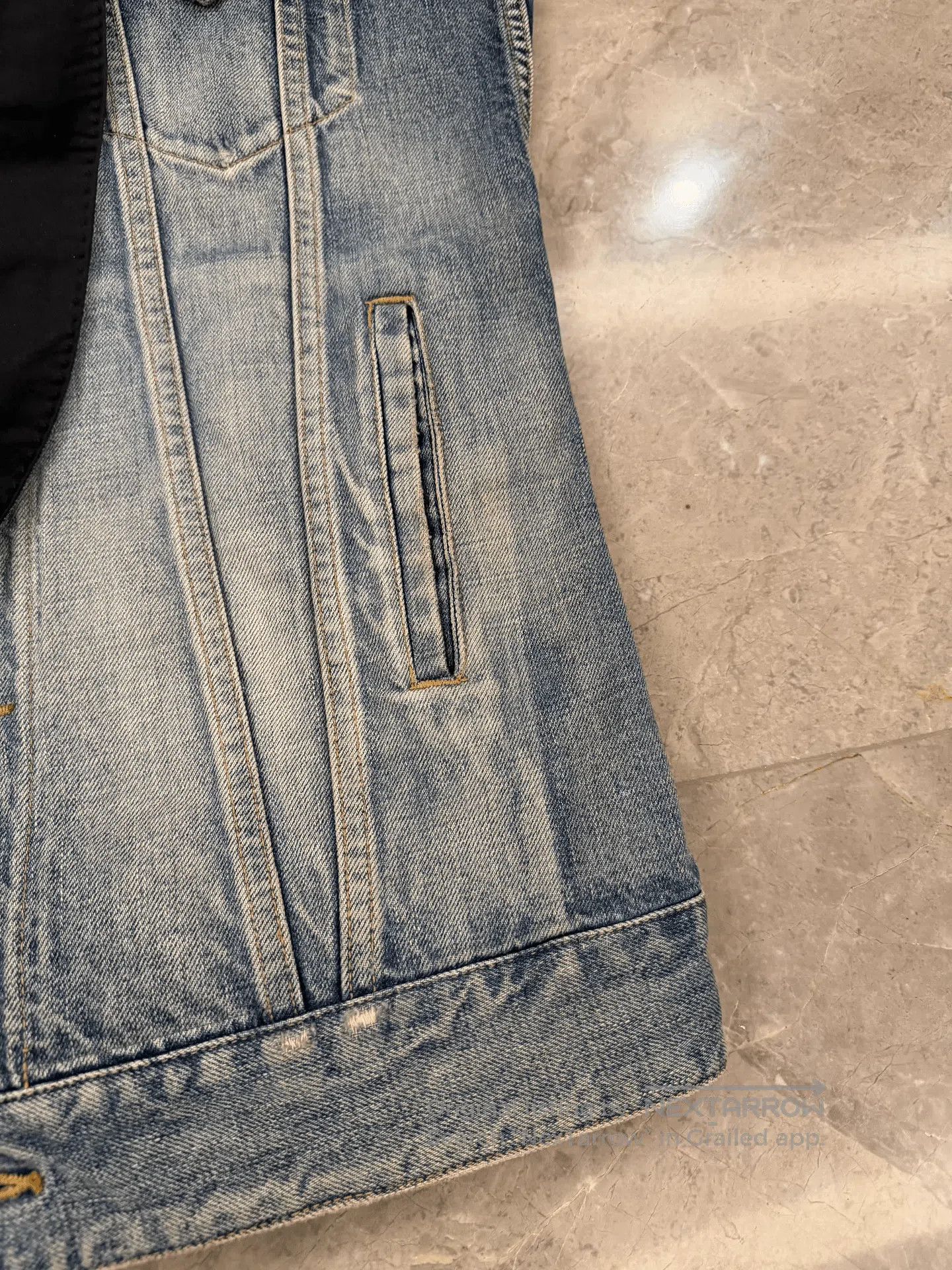 Saint Laurent Paris Saint Laurent Denim Vest with Silk Collar. Size US XS / EU 42 / 0 - 2 Thumbnail