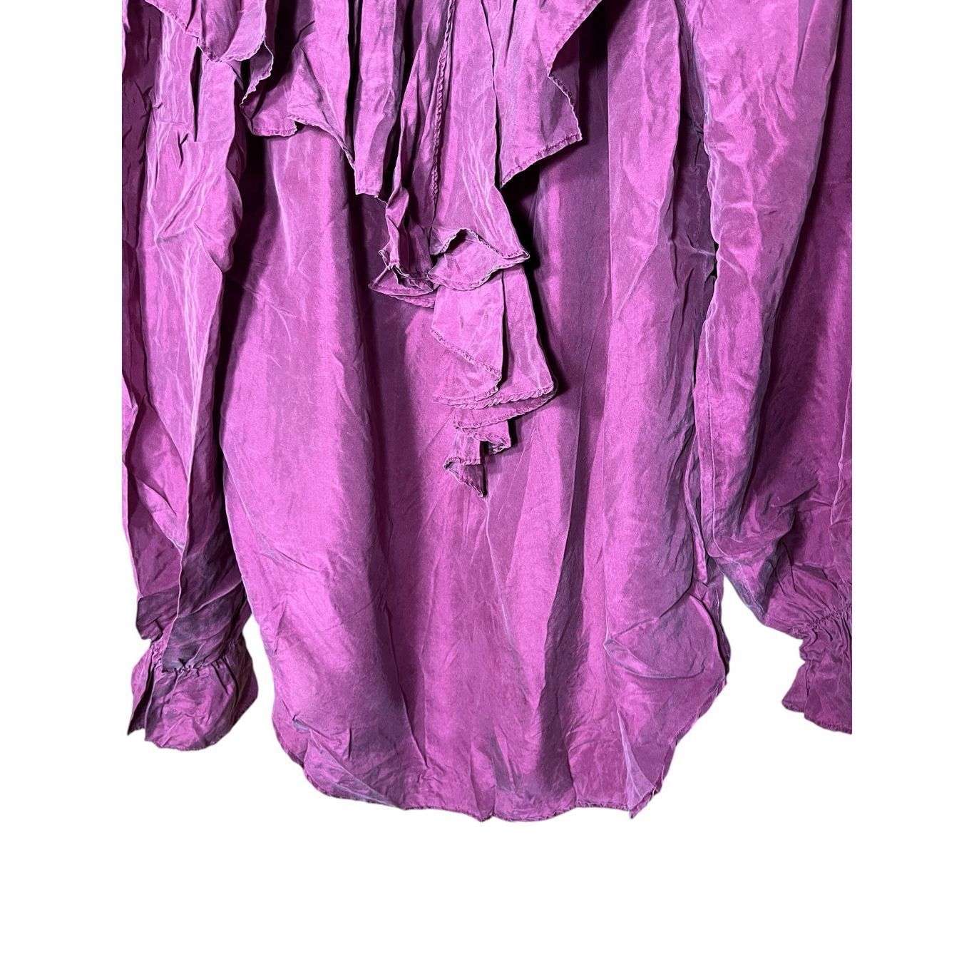 Other Vintage Jonathan Martin 100%Silk Purple Ruffle Top Blouse Wo Size M / US 6-8 / IT 42-44 - 4 Thumbnail