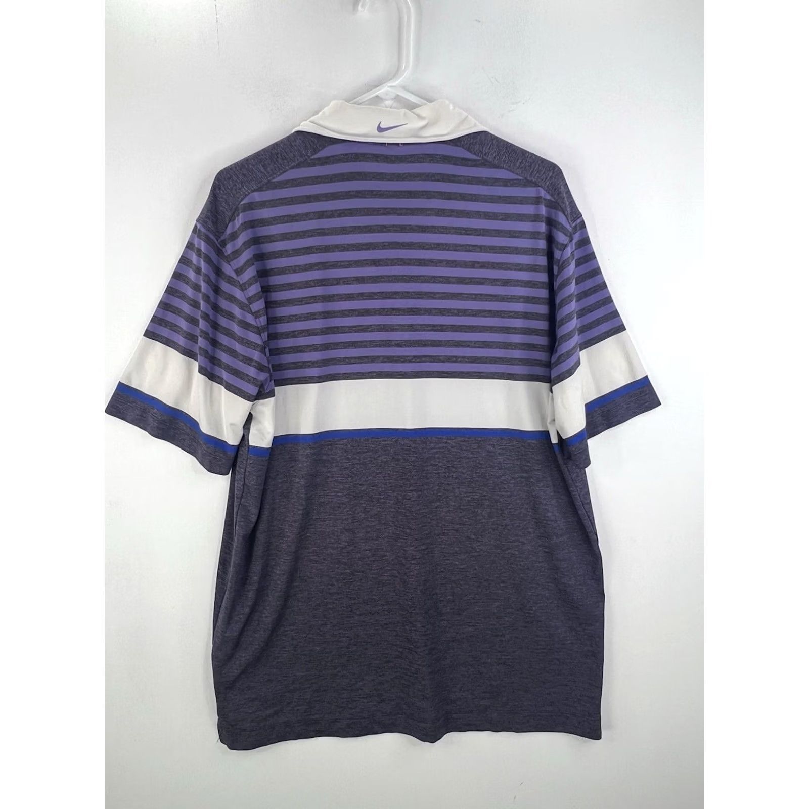 Nike Nike Polo Shirt Men Large Purple Golf Tour Performance Dri Fit Embroidered Striped Athletic Short Sleeve Size US L / EU 52-54 / 3 - 6 Thumbnail