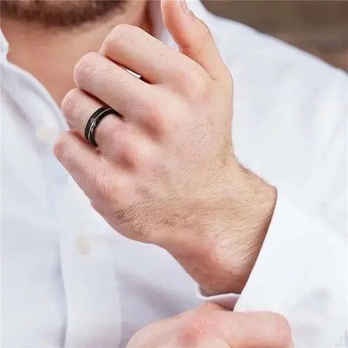 Jewelry Tigrade 8mm Black Tungsten Rings 💍 Size ONE SIZE - 3 Thumbnail