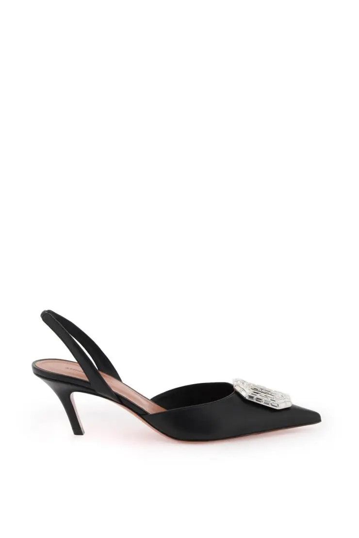 image of Amina Muaddi O1S22I1N0324 Slingback Pumps Heel Shoes In Black, Women's (Size 8)
