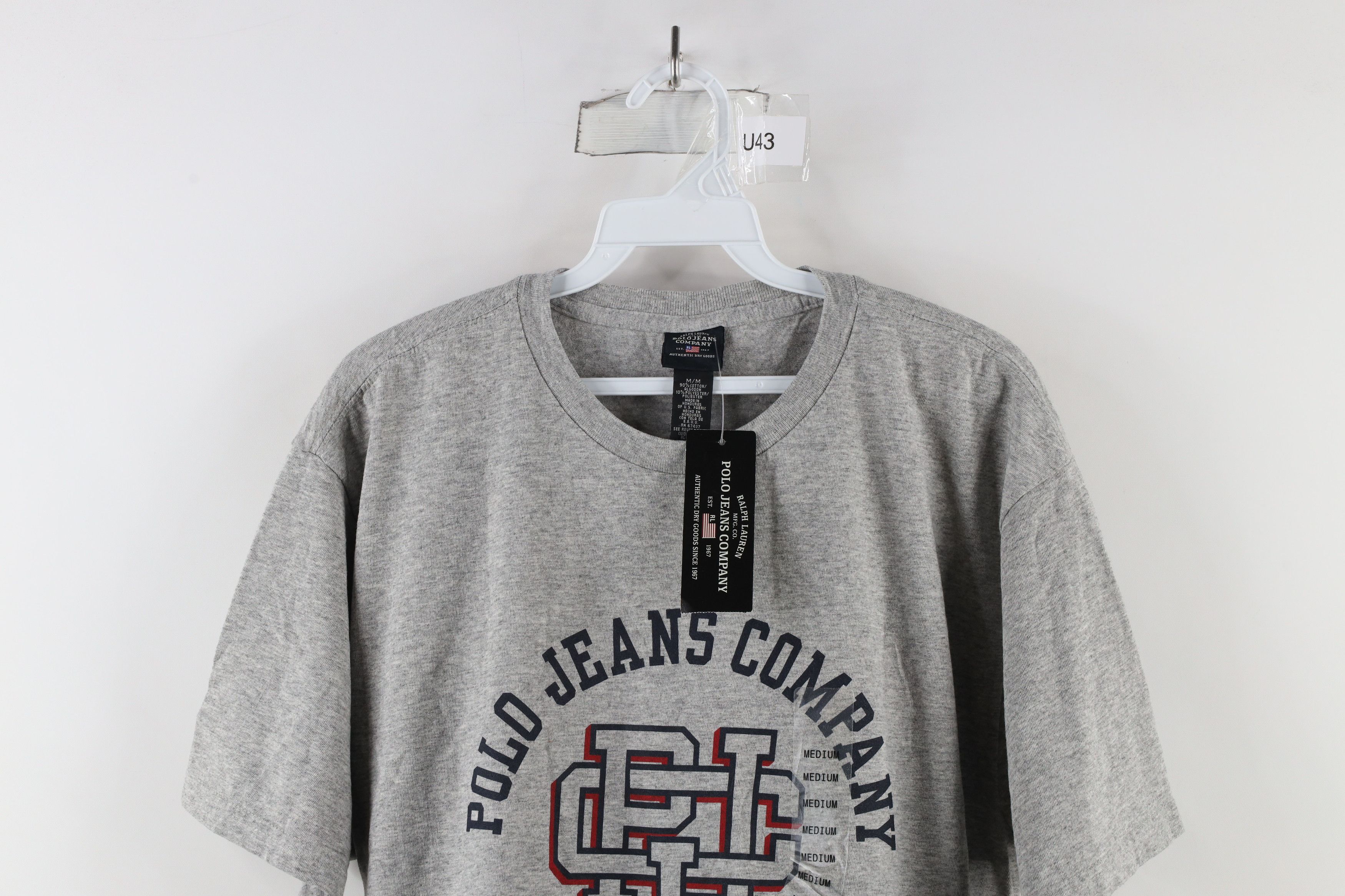 Ralph Lauren × Vintage Deadstock Vintage 90s Ralph Lauren Spell Out T-Shirt Gray Size US M / EU 48-50 / 2 - 2 Thumbnail