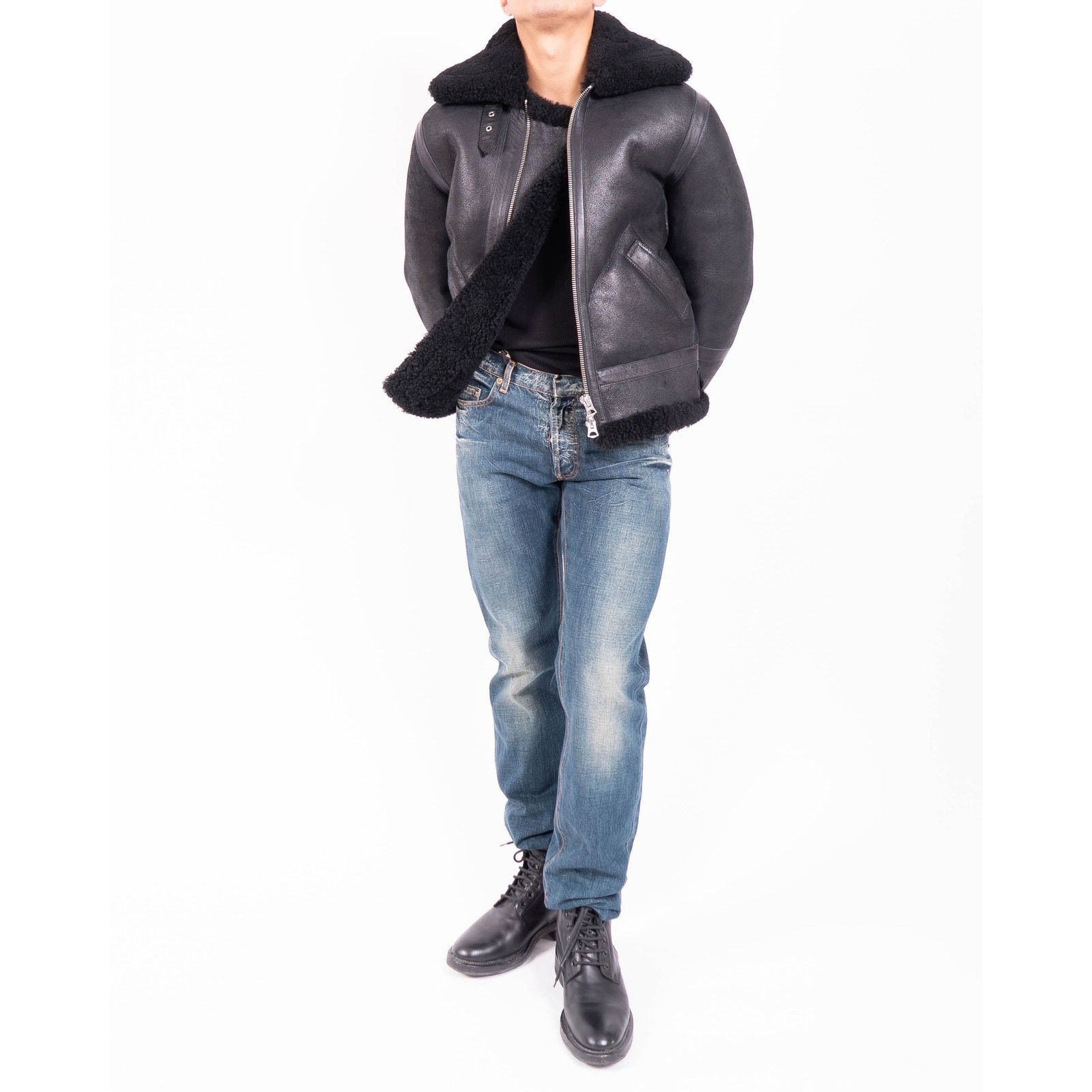 Acne Studios Ian Aviator Jacket in Black Shearling Leather Size US S / EU 44-46 / 1 - 3 Thumbnail