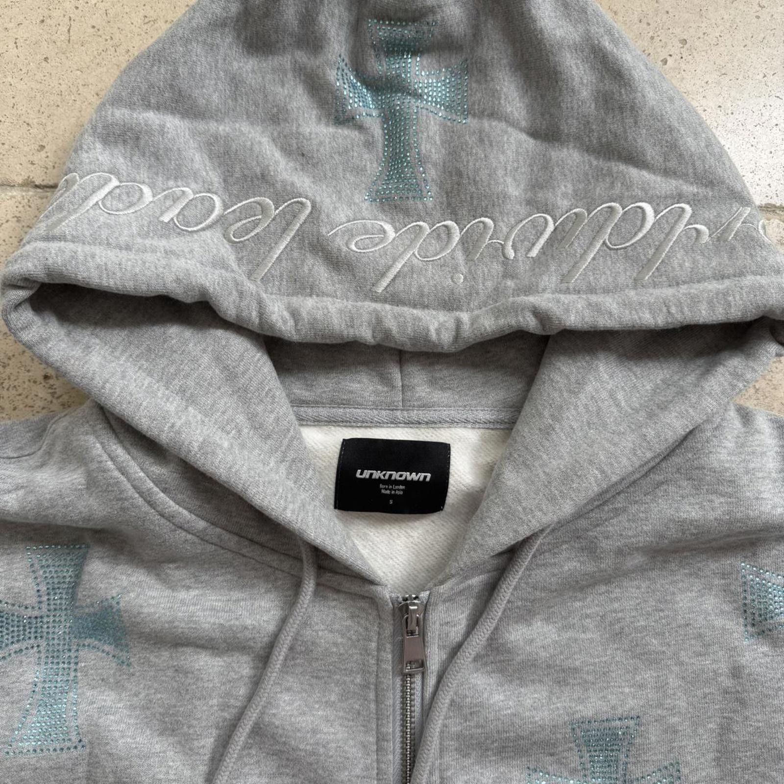 Unknown London unknown ldn grey rhinestone zip up Size US S / EU 44-46 / 1 - 3 Thumbnail