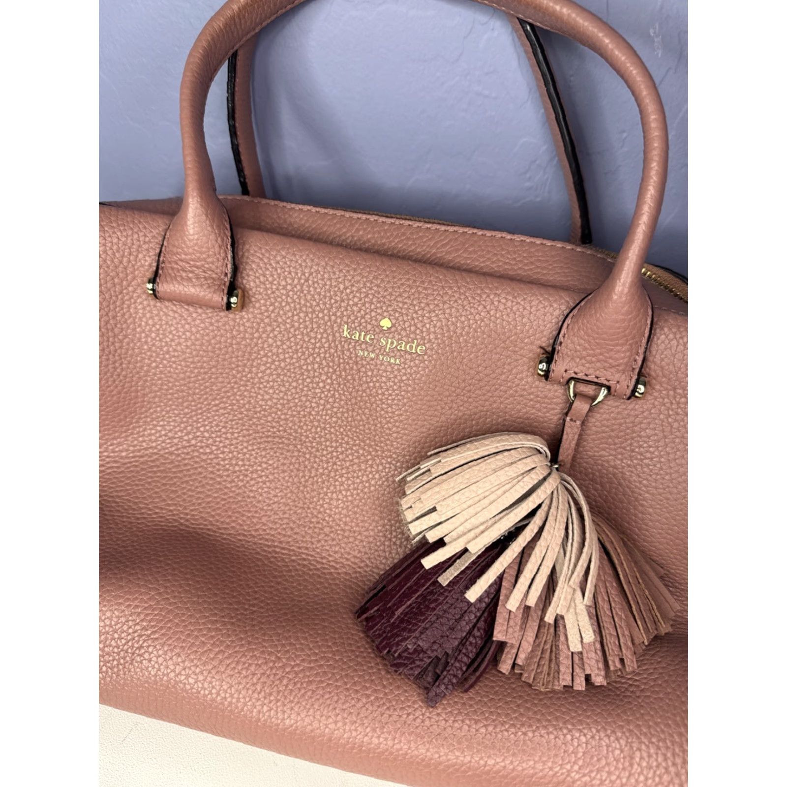 Vintage VINTAGE Kate Spade Palmer Drive Maryam Large Satchel Nutmeg Pink Tassels Kate Spade New York Satchel/Top Handle Bag Women Large Leather Tassel Size ONE SIZE - 2 Thumbnail