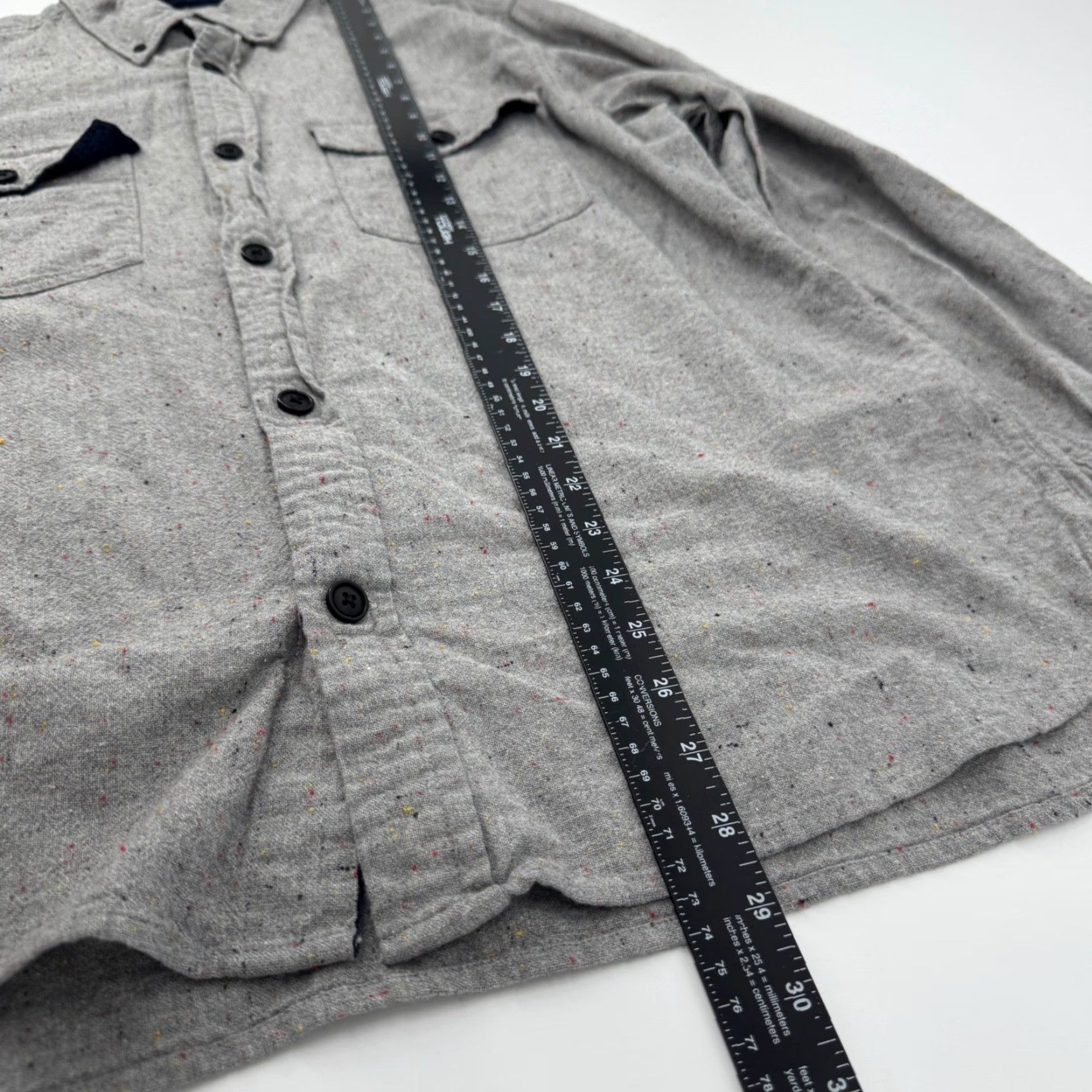 Banana Republic Banana Republic Button-Up Shirt Casual Long Sleeve Gray Speckled Organic Cotton Large L Mens Button Down Collared Pocketed Knit? Size US L / EU 52-54 / 3 - 5 Thumbnail