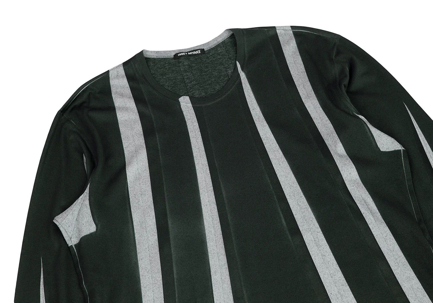 Issey Miyake Pleated Stripe Print T-Shirt in Dark Green Size US XL / EU 56 / 4 - 2 Thumbnail